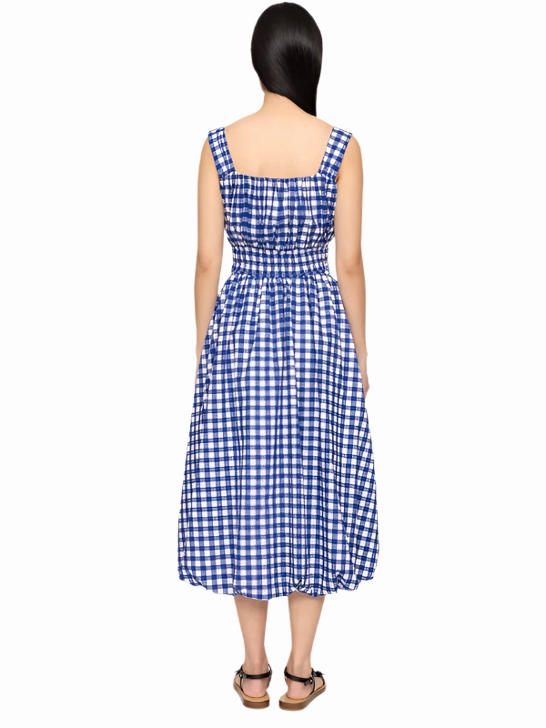 Subtle Mood Tasteful Detail Neci Gingham Tank Dress in Navy