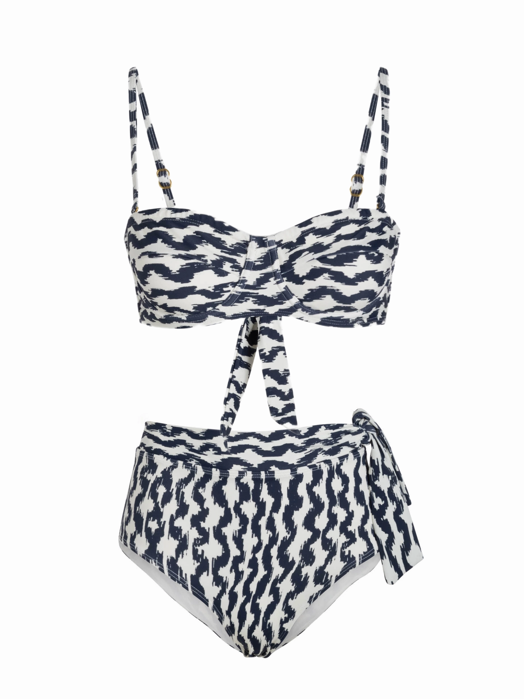 Nellie Top   Side Tie High Waist Bottom In Elysia Waves water sports