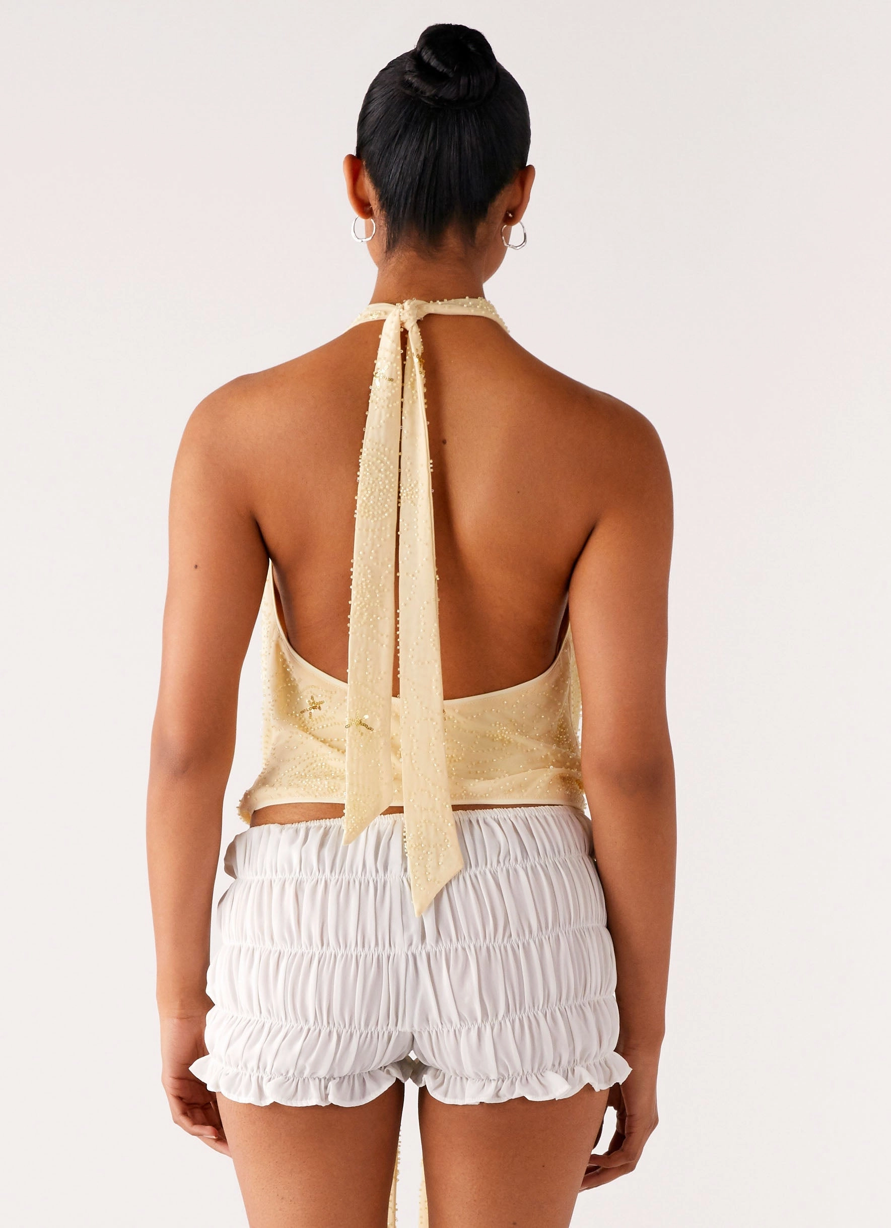 Retro design Neptune Halter Top - Yellow