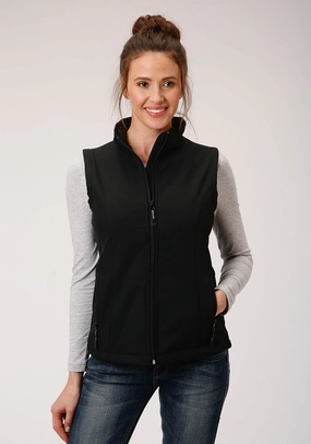 Roper Technical Womens Black Polyester Softshell Vest Outdoor Style Staple