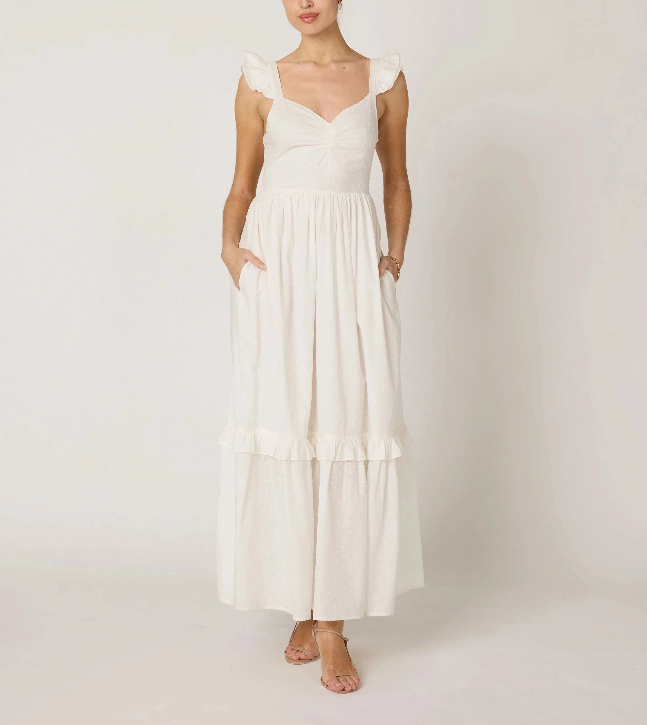 WrinkleResistant Cloth HighDensityFoam Nica Maxi Dress | Ivory