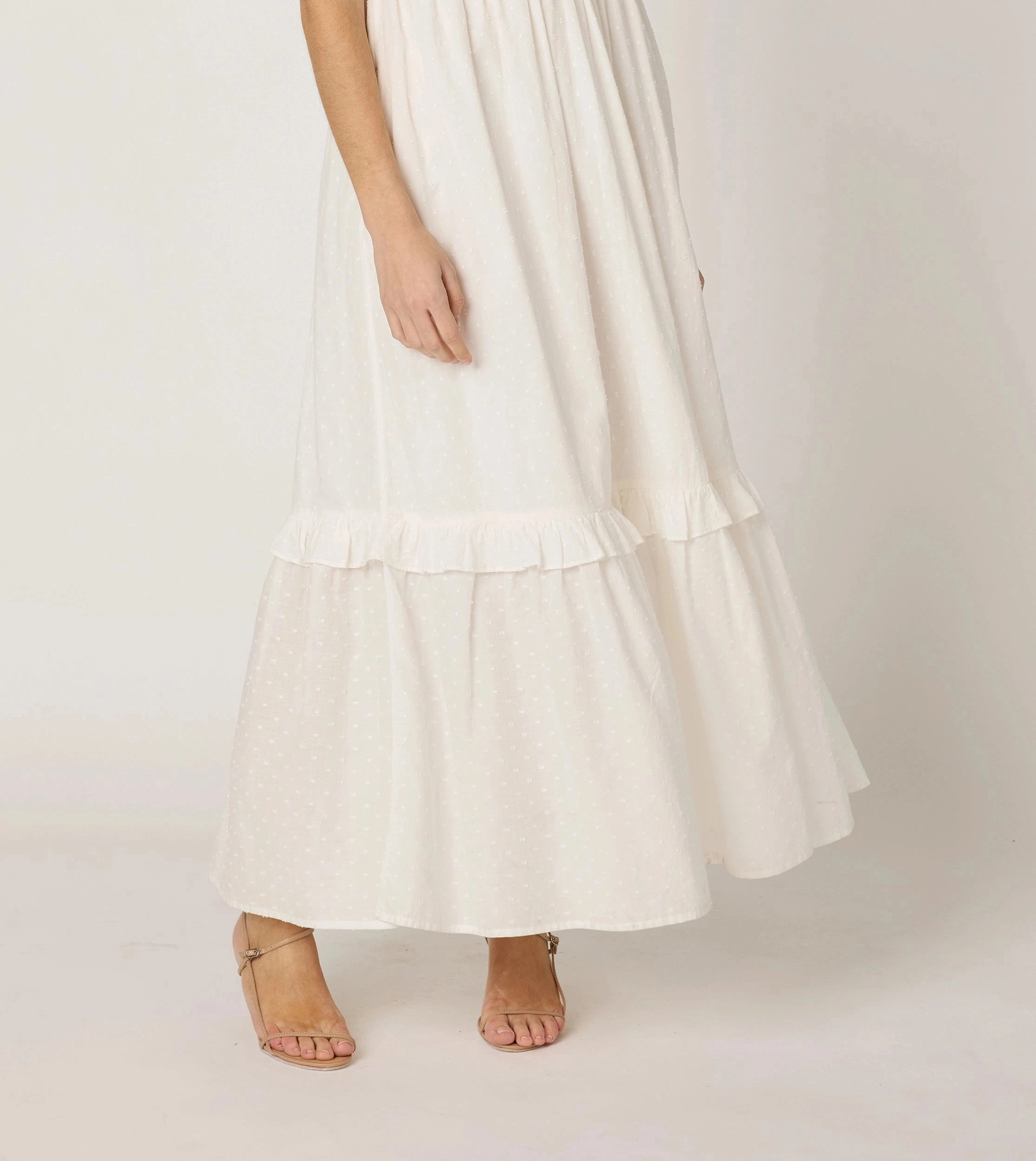 Printed Blouse FlexibleWaistband Nica Maxi Dress | Ivory