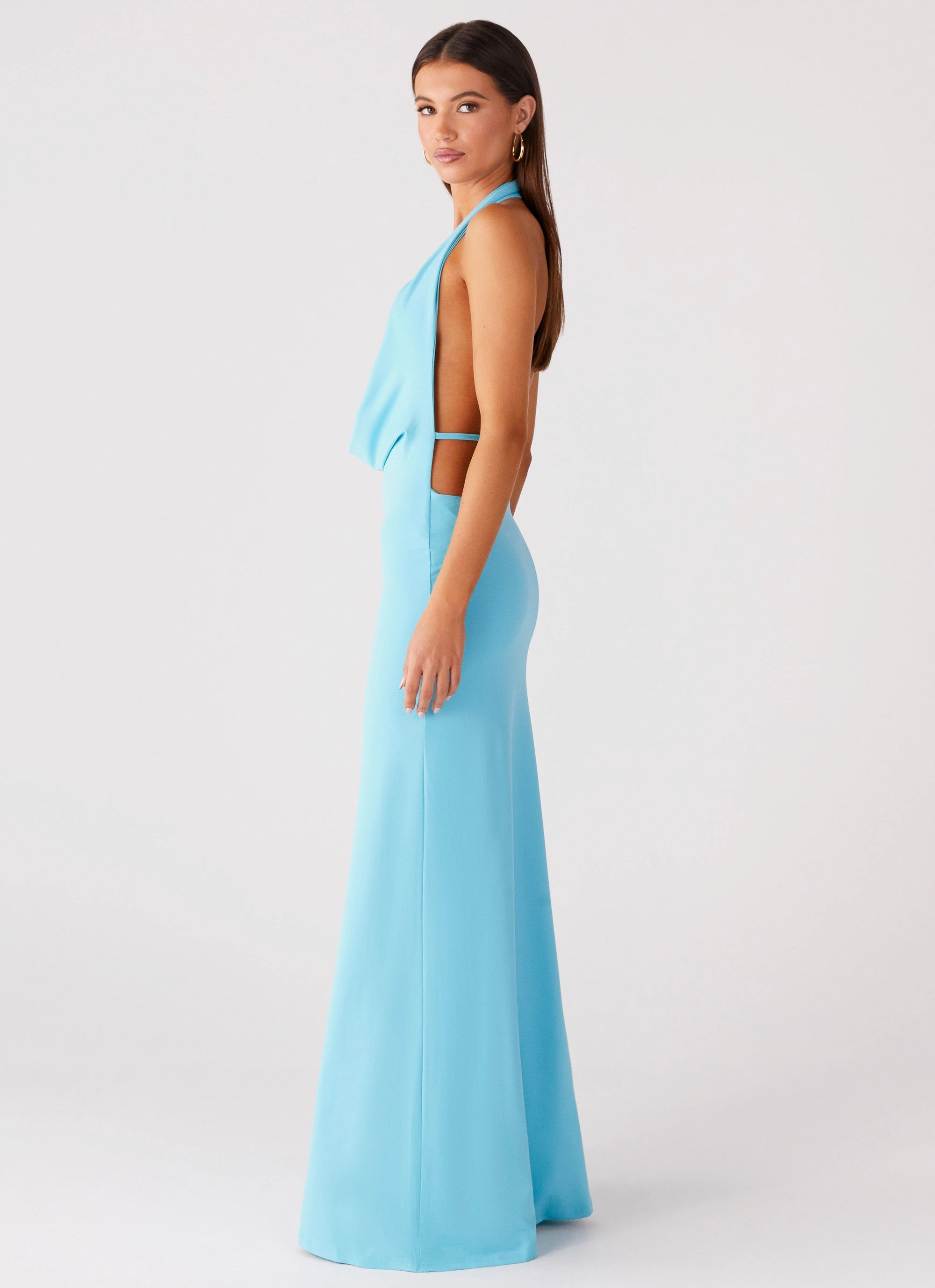 Fall Style Driftwood Cowl Maxi Dress - Turquoise