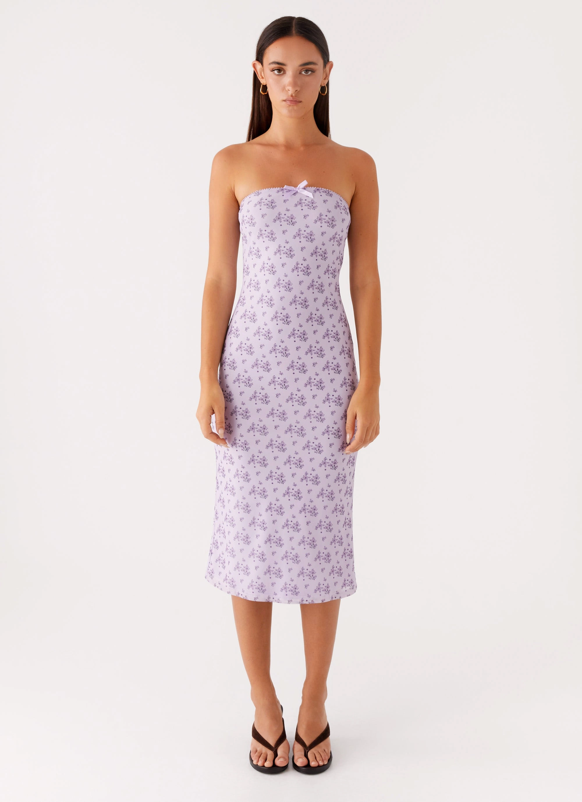 Keila Strapless Midi Dress - Lavender Meadow Statement Look