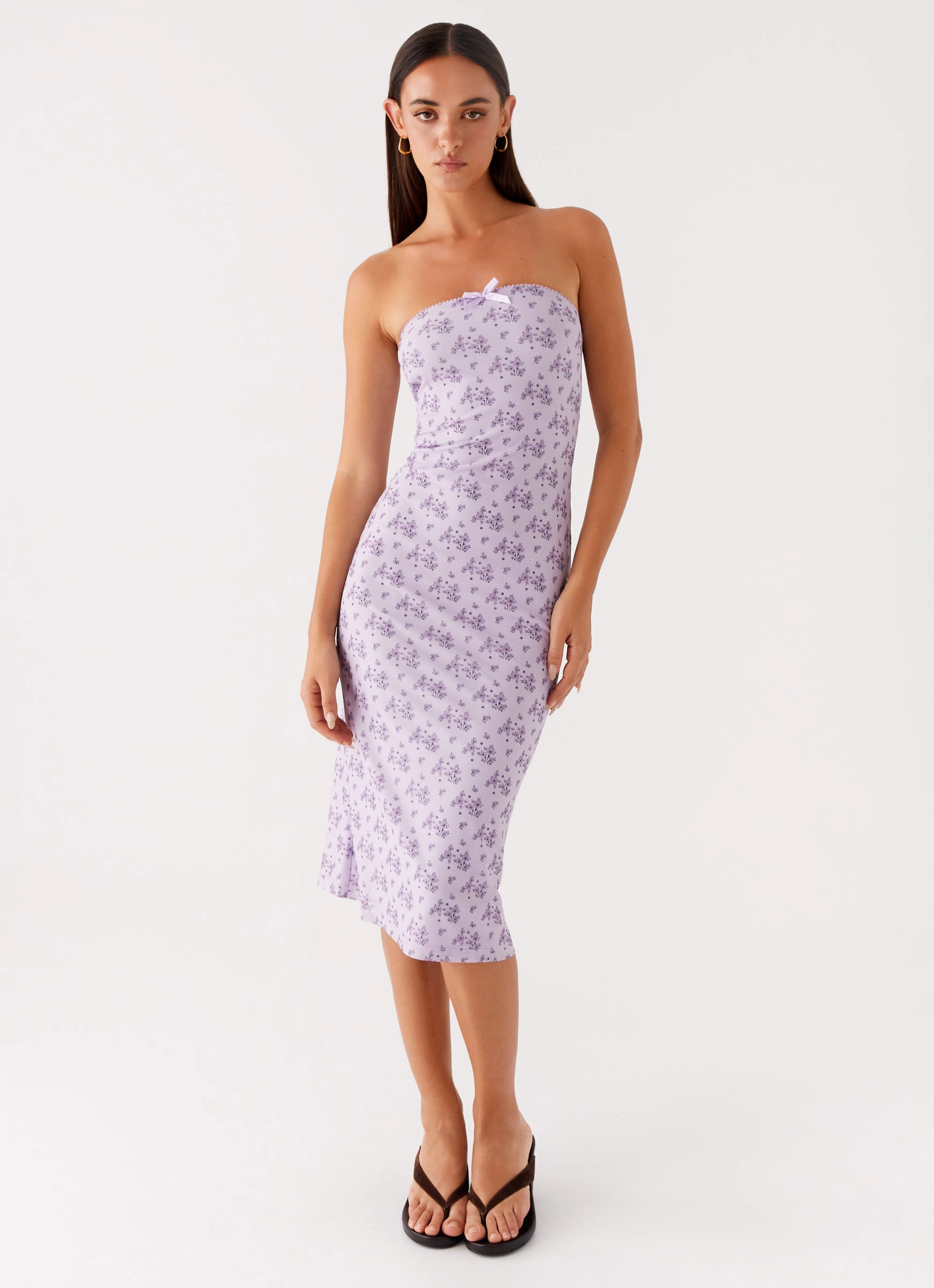 Keila Strapless Midi Dress - Lavender Meadow Sunny Lace