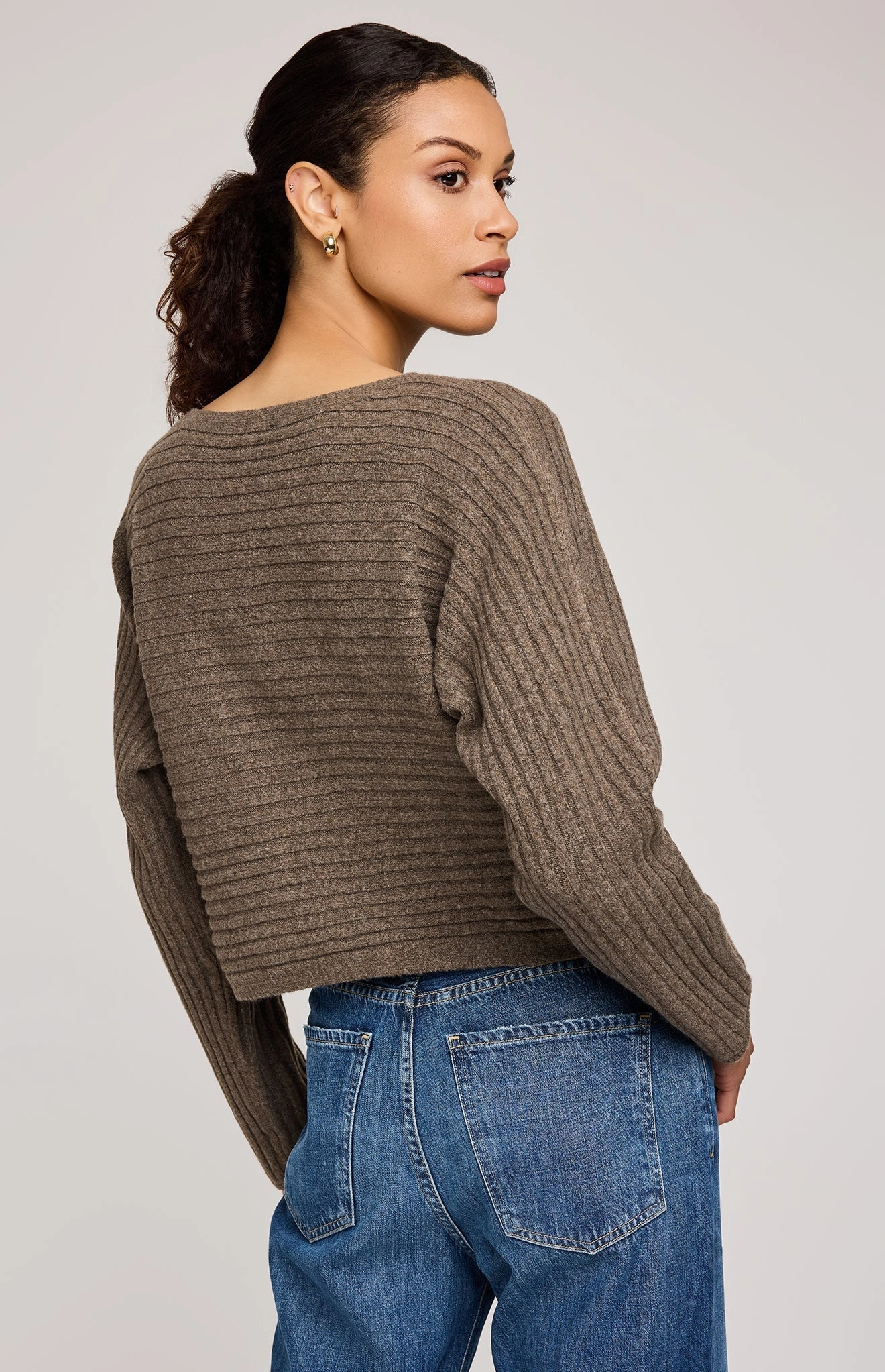 Niko Pullover Sweater - Heather Umber Organic Cotton Blend AdjustableHemCuffs
