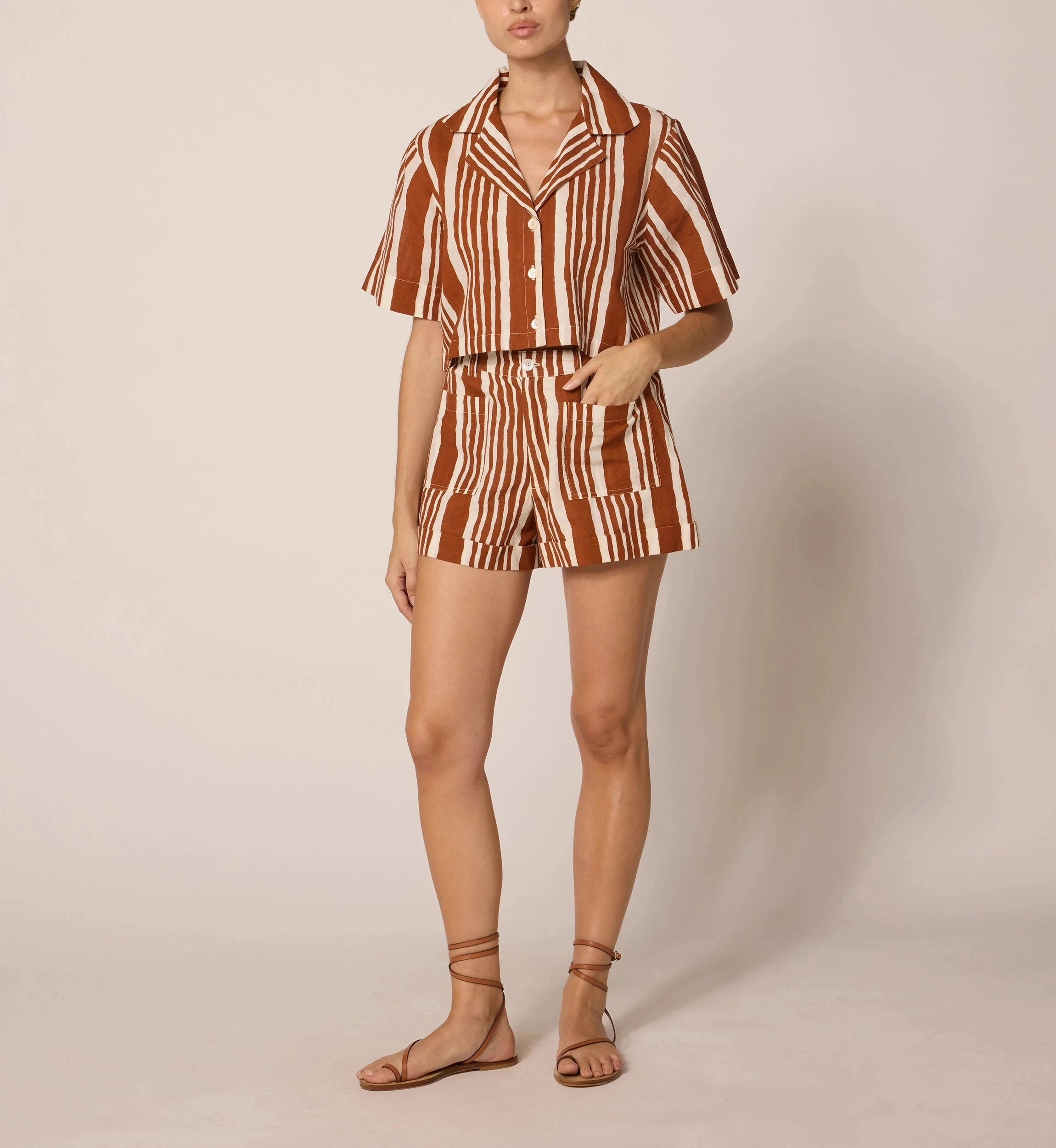 Low Profile Collar ZeroWasteProduction Niko Short | Vecchio Stripe