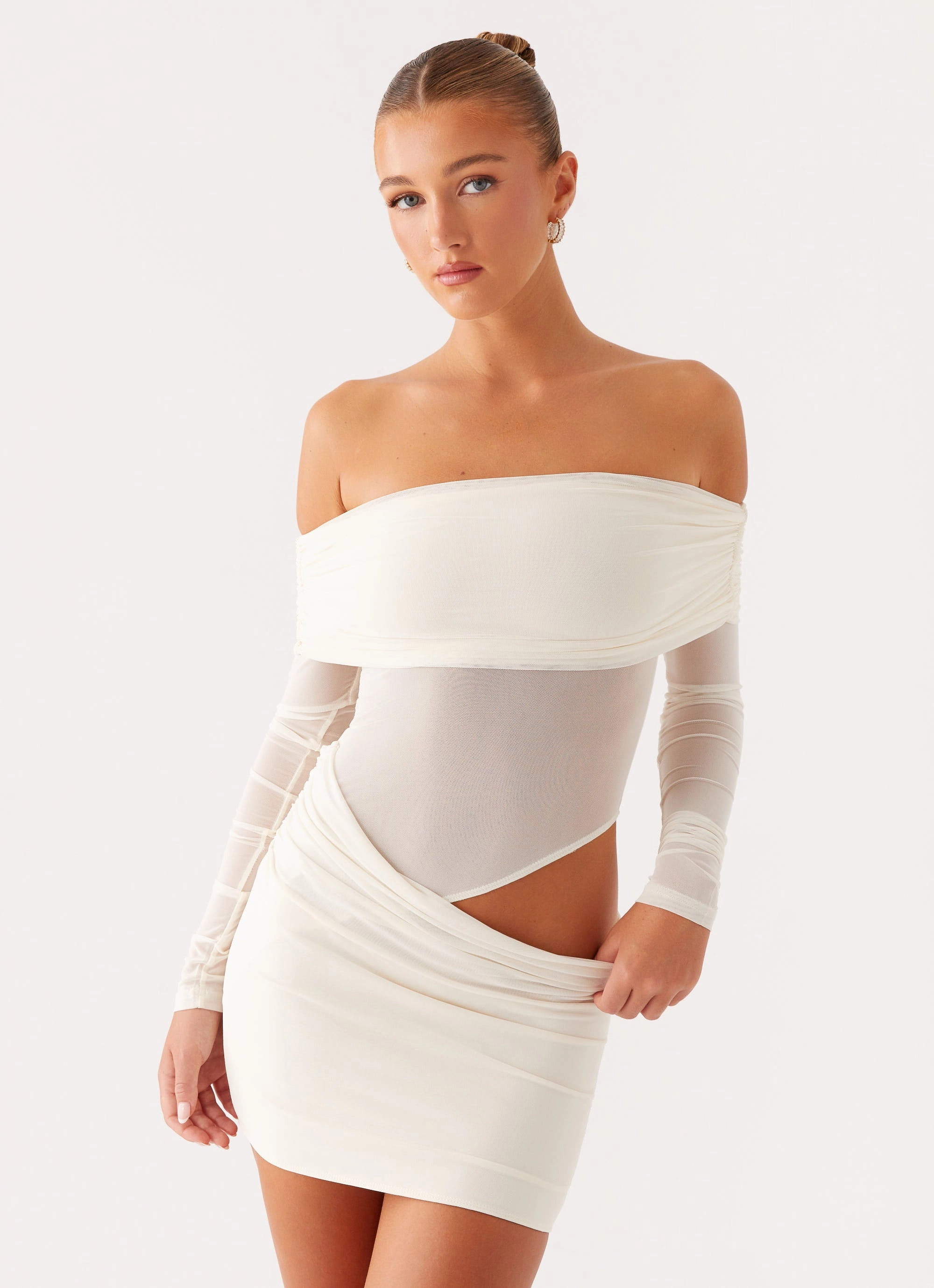 Curvy Glam Retro Mood No Doubt Mini Dress - Ivory
