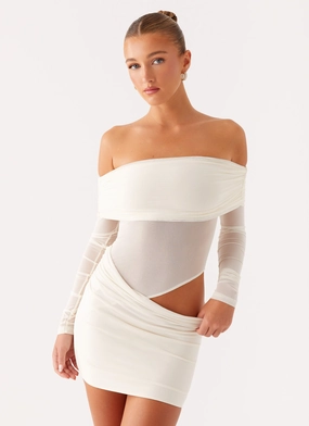 Curvy Glam Retro Mood No Doubt Mini Dress - Ivory