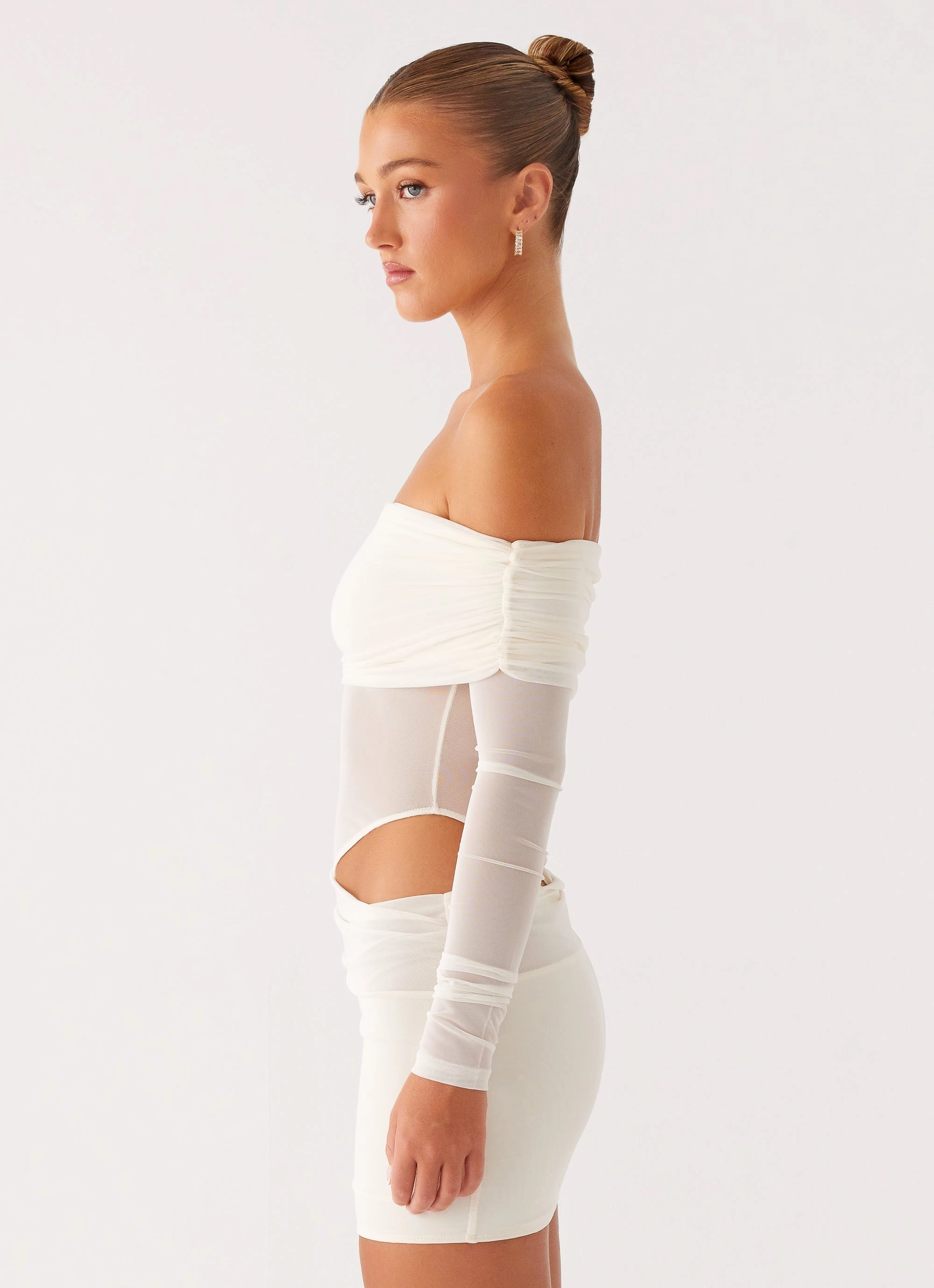 No Doubt Mini Dress - Ivory Silky Movement Soft and Relaxed