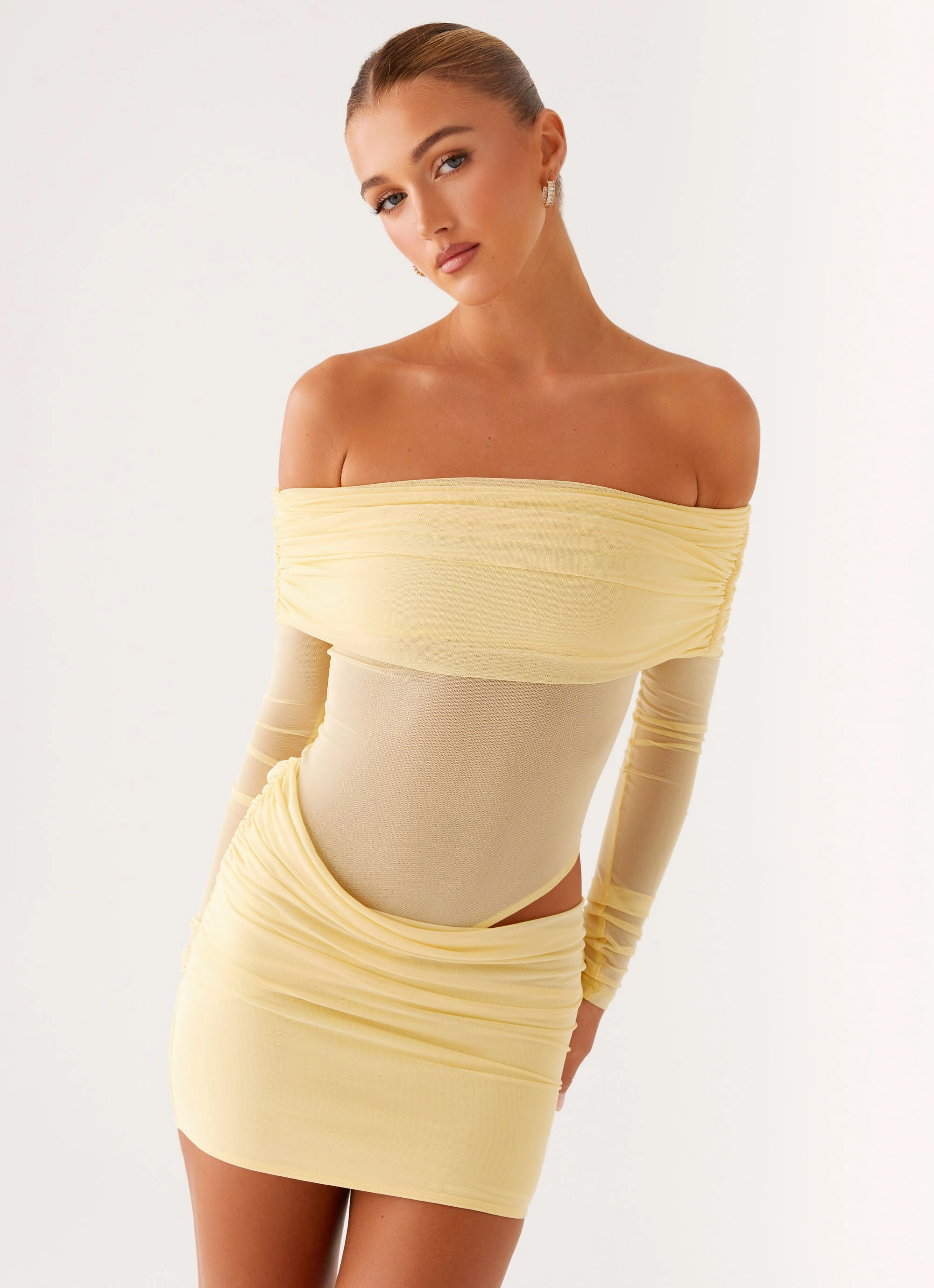 No Doubt Mini Dress - Yellow Cozy Vibes