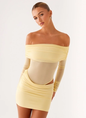 No Doubt Mini Dress - Yellow Upgrade-Option Party Perfect