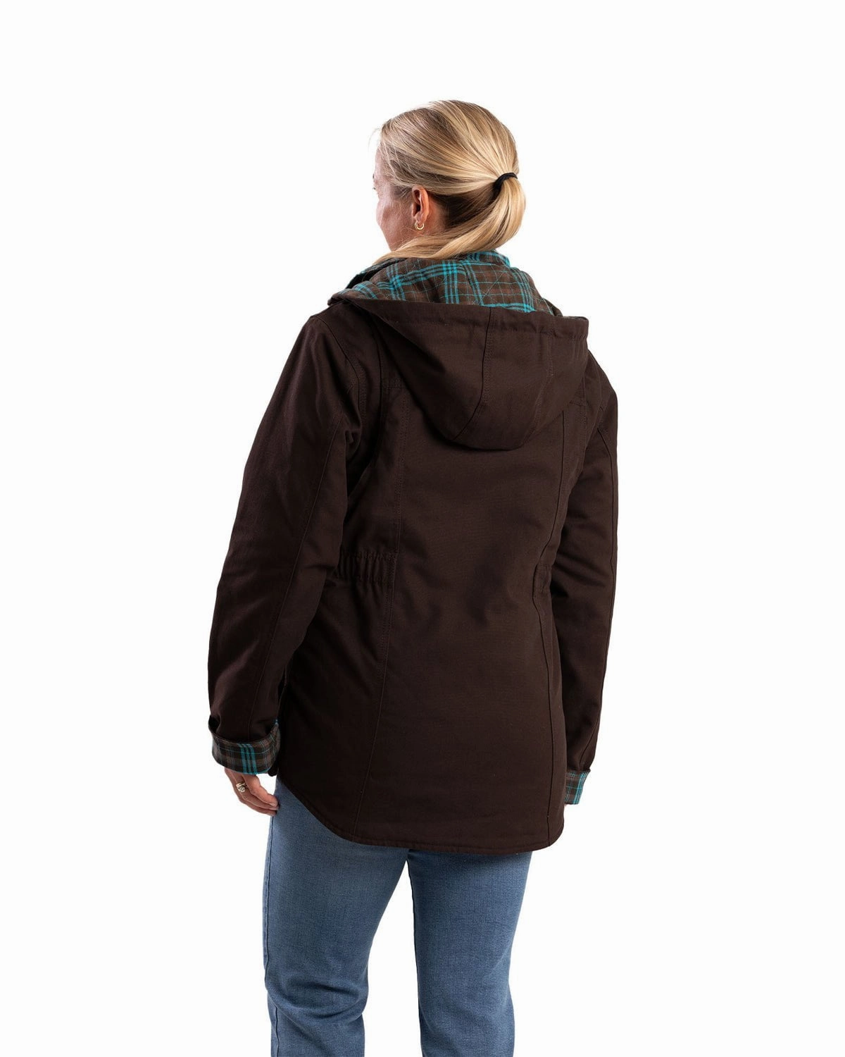 Berne Apparel Womens Softstone Duck Barn Dark Brown 100% Cotton Jacket Glow In Dark Trims