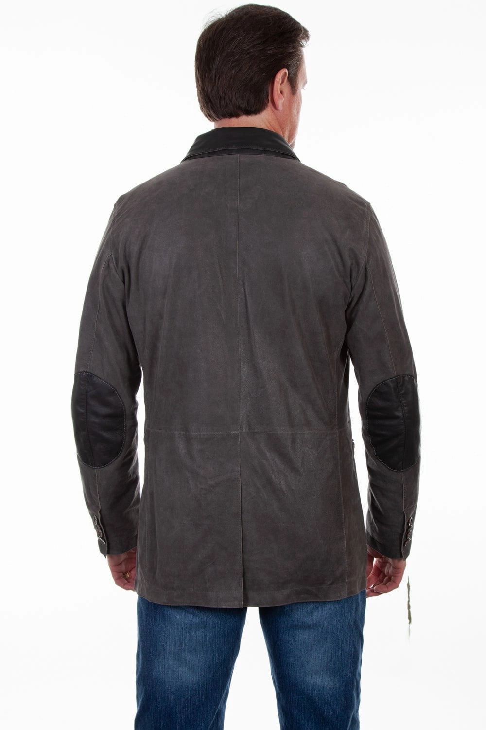 Secure Closure Systems Scully Mens Black Lamb Leather Elbow Patch Jacket