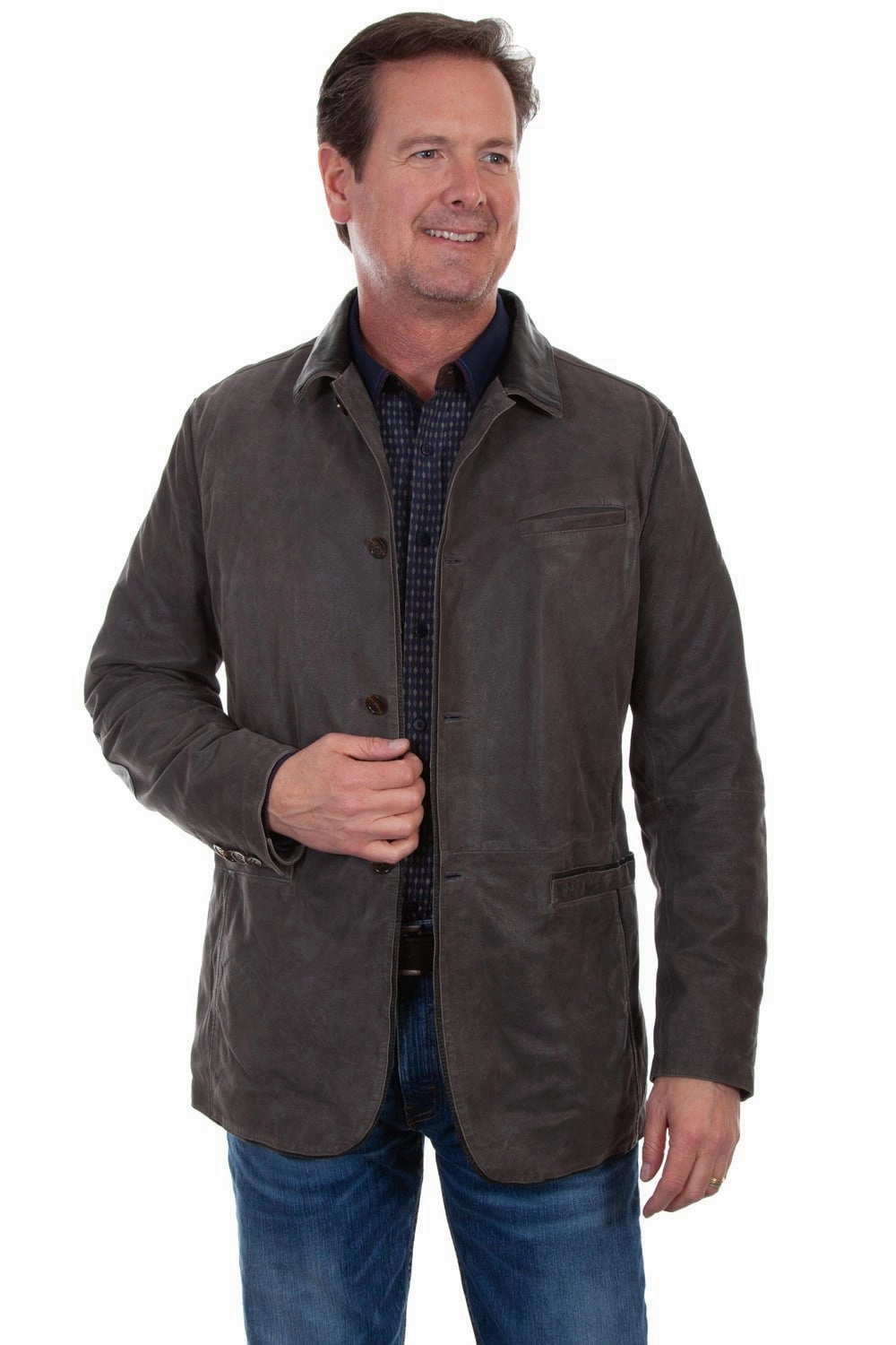 Scully Mens Black Lamb Leather Elbow Patch Jacket Travel Must