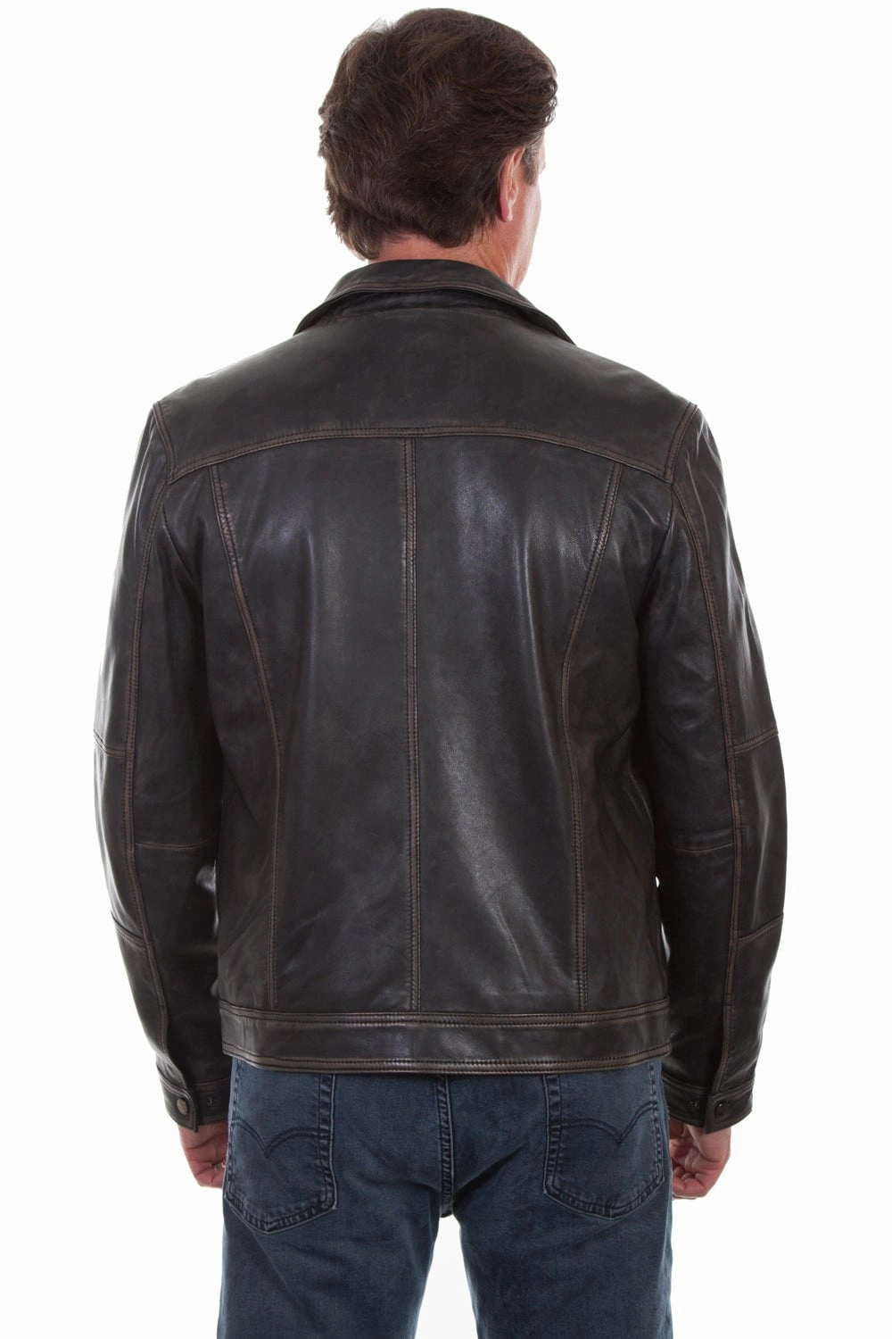 Cozy Design Abrasion Proof Shoulders Scully Mens Black Leather Zip Vintage Jacket