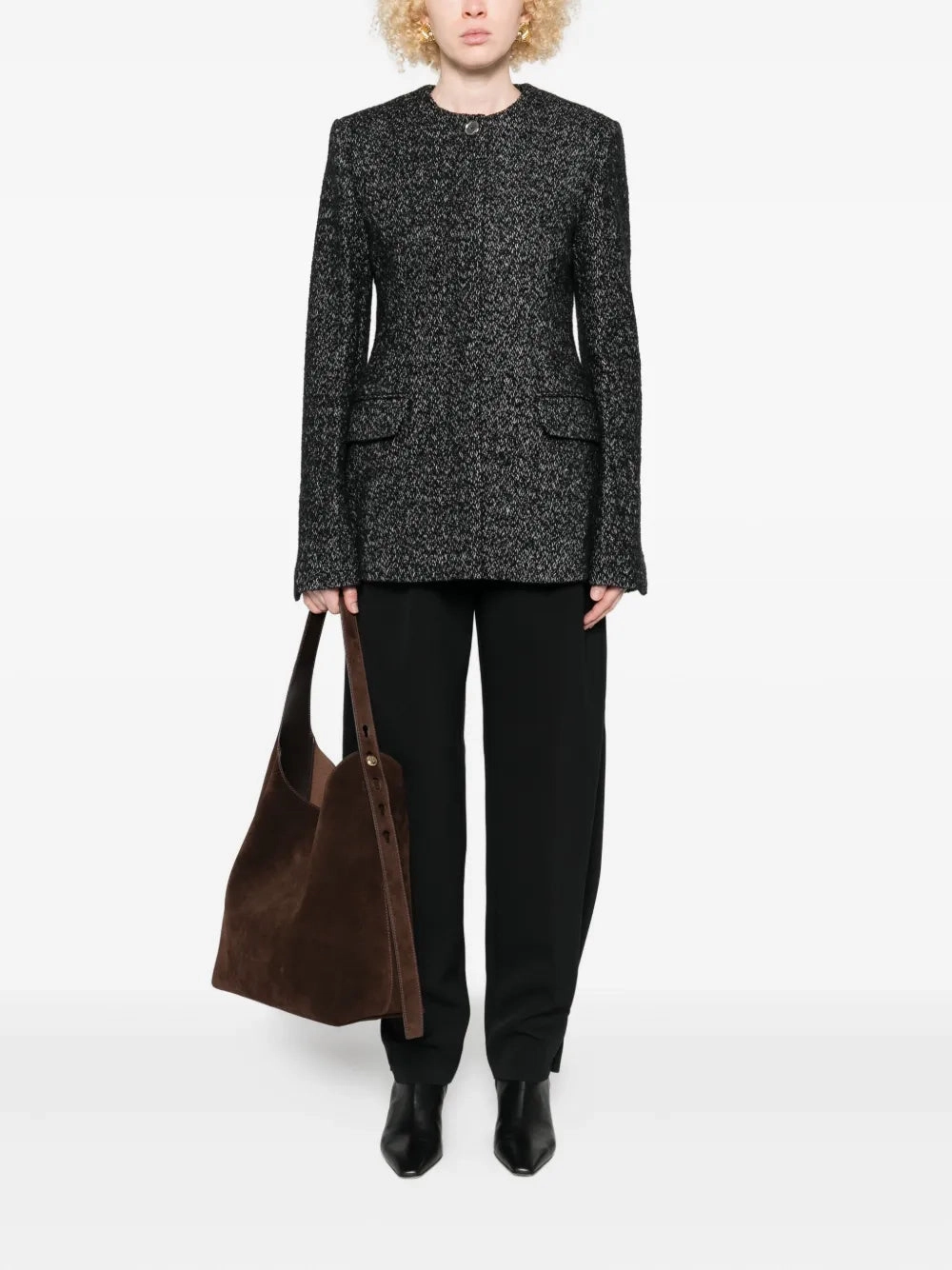 QuickDryFinish Collarless Cinched Jacket in Black/White