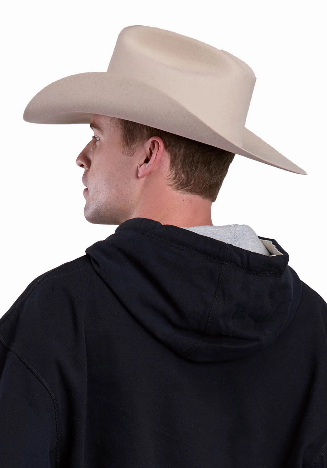 Adjustable drawstring Tin Haul Mens Embroidered Script Black Cotton Blend Hoodie