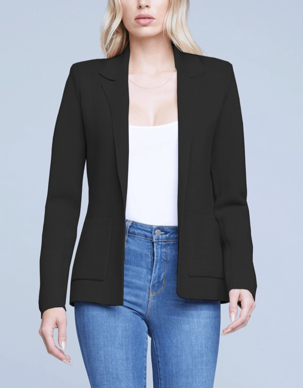L'Agence Lacey Knit Blazer Elegant Styling Convertible Silhouette