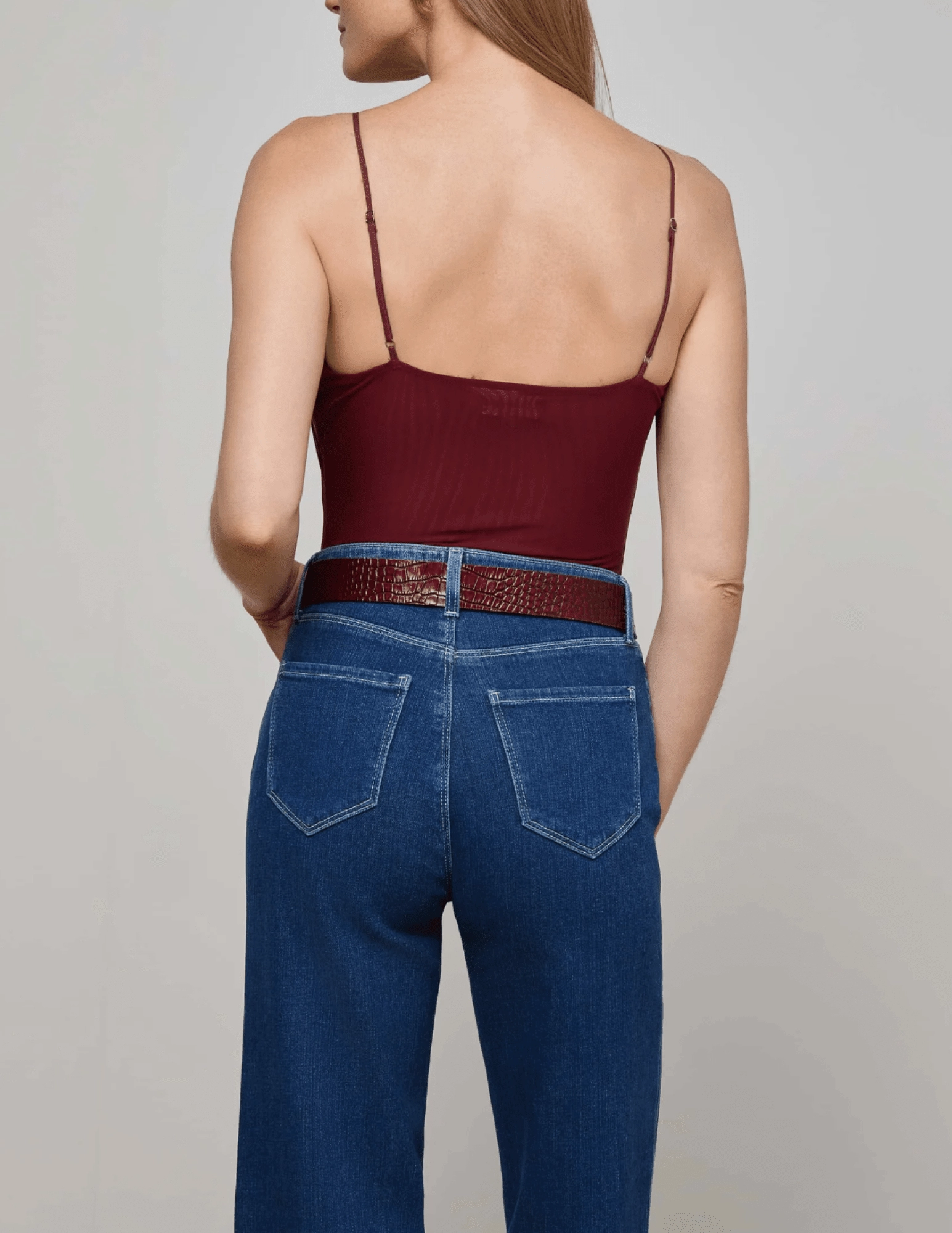 L'AGENCE Gelina Ruched Scoop-Neck Bodysuit UltravioletProtectionFabric BreathableBackVents