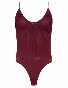 L'AGENCE Gelina Ruched Scoop-Neck Bodysuit Contoured Panel Design