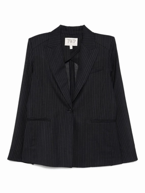 Unlined Husband Blazer in Midnight/White Notch Lapel Tear Resistant