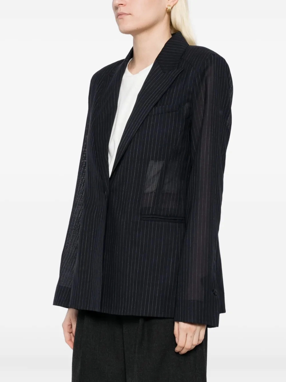 Unlined Husband Blazer in Midnight/White Subtle Texture