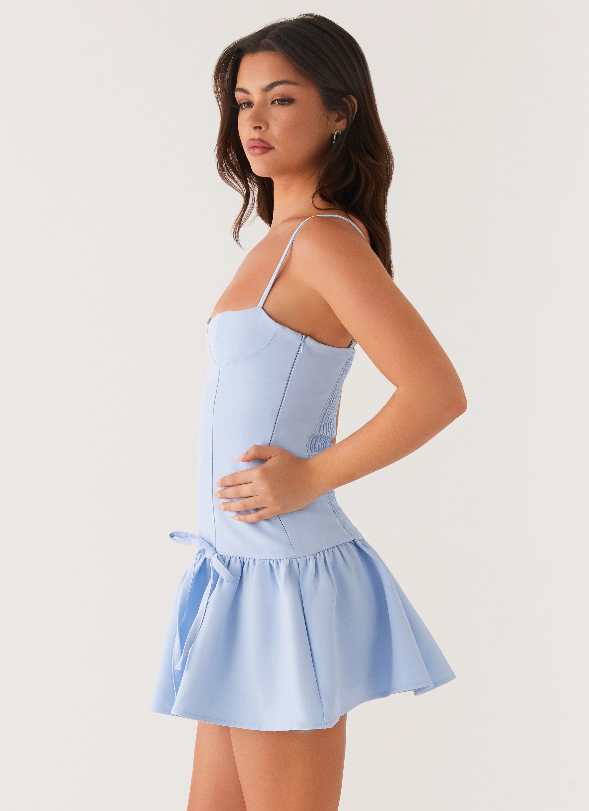 Running Late Mini Dress - Blue Comfortable and Chic Leg-Lengthening