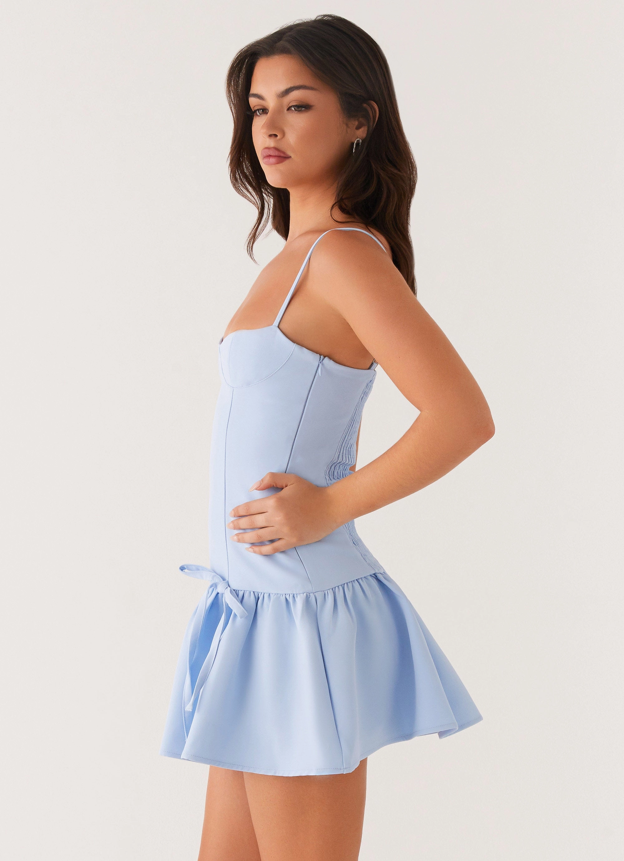 Running Late Mini Dress - Blue Smart and Polished