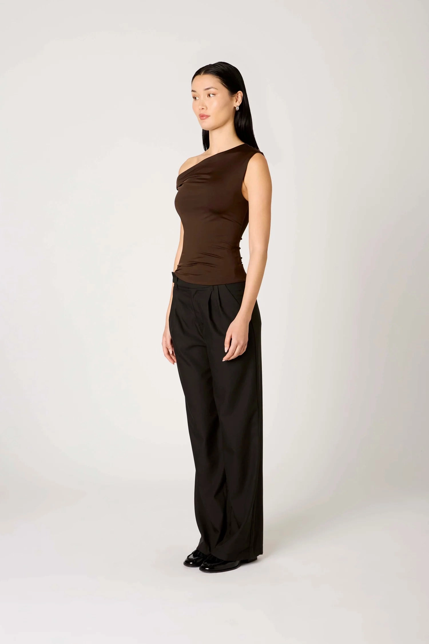 Stretchy Top Sustainable Cotton Fraise Top - Espresso