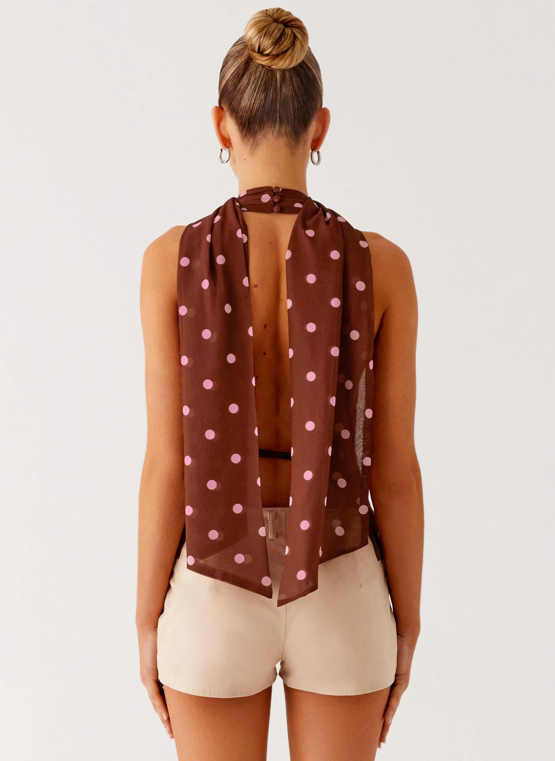Stealing Love Scarf Top - Chocolate Strawberry Dot ThermalRegulating Fabric