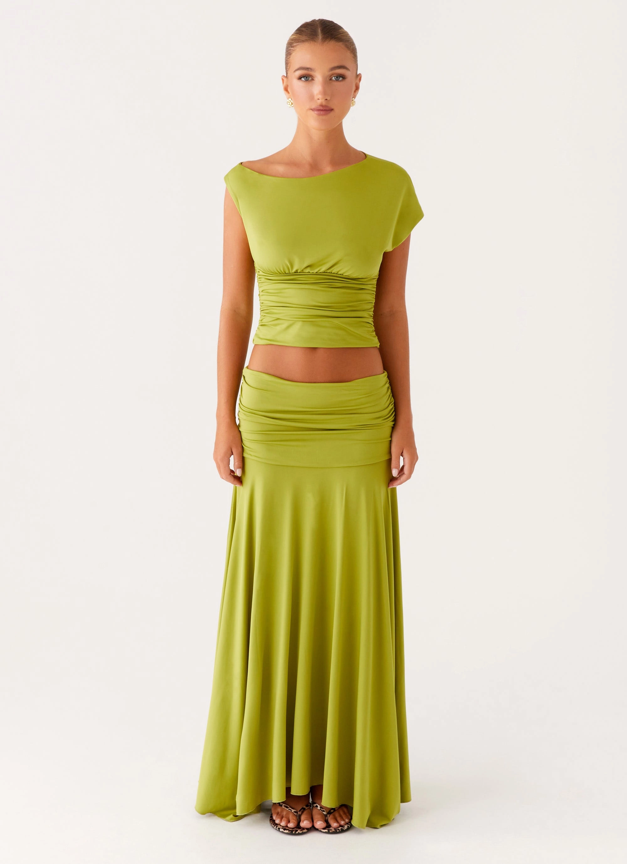 ZipperedPockets Convertible Neckline Liana Asym Top - Green
