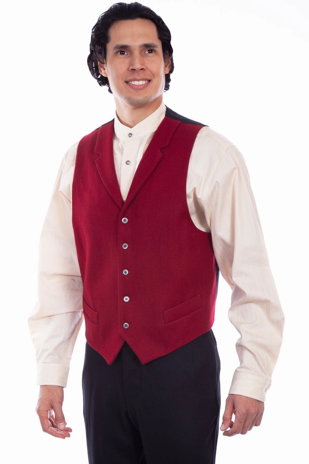 Scully Mens Burgundy Wool Blend Vest Stretchable Material