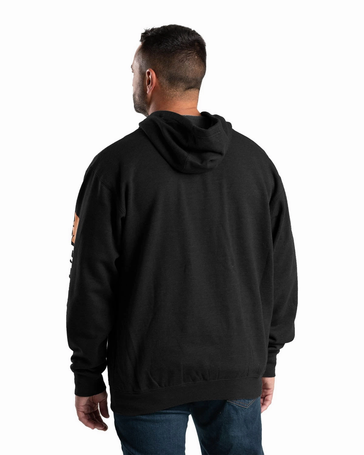 Berne Mens Black Cotton Blend Pullover Hooded Sweatshirt Cold Day Look Eco Friendly Material