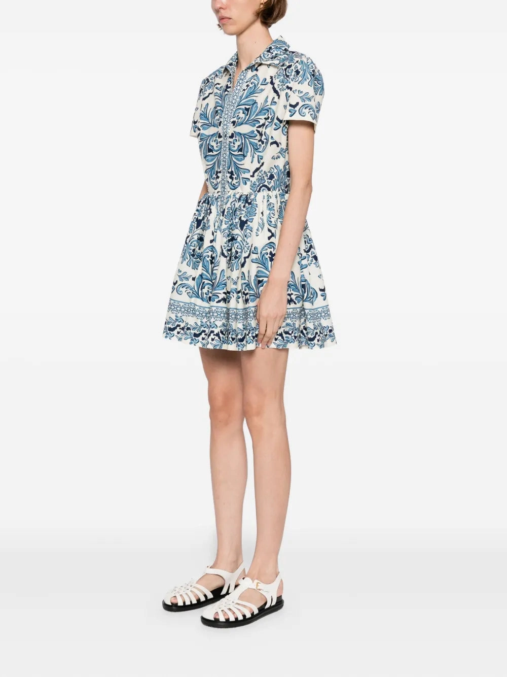 Timeless office dress Statement-Print Noor Mini Dress in Saltaire Light Blue