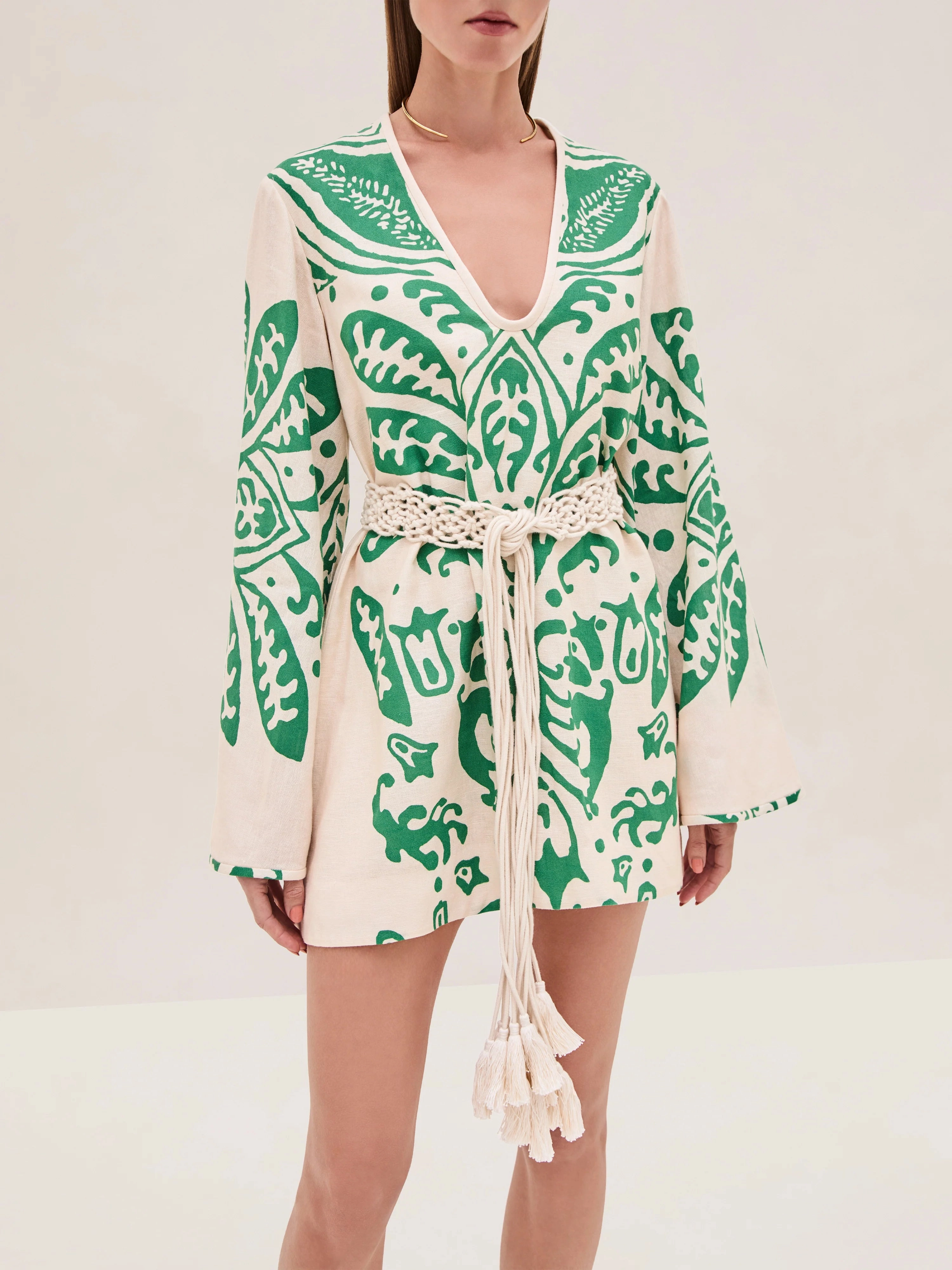 Boho Mood Noriko Dress in Emerald Palm