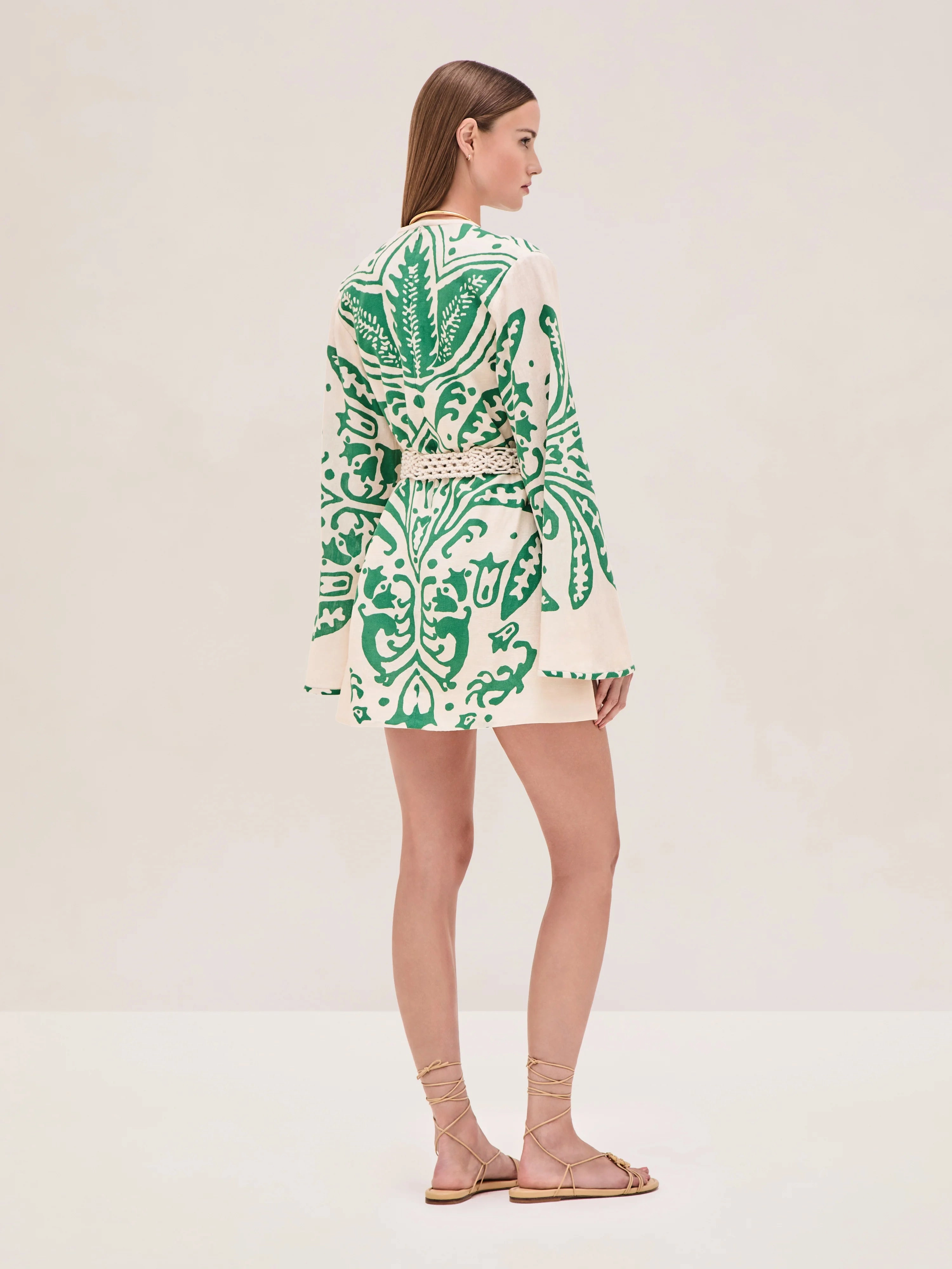 Noriko Dress in Emerald Palm Casual Chic Work Fitwear