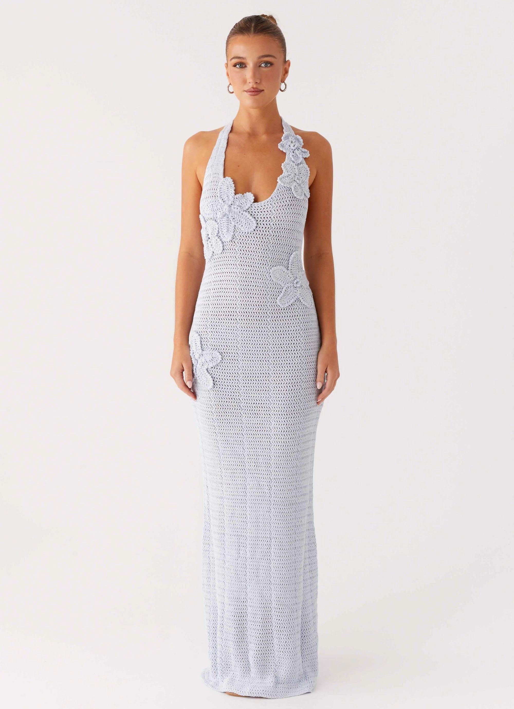 Novalee Flower Crochet Maxi Dress - Blue sweet moment