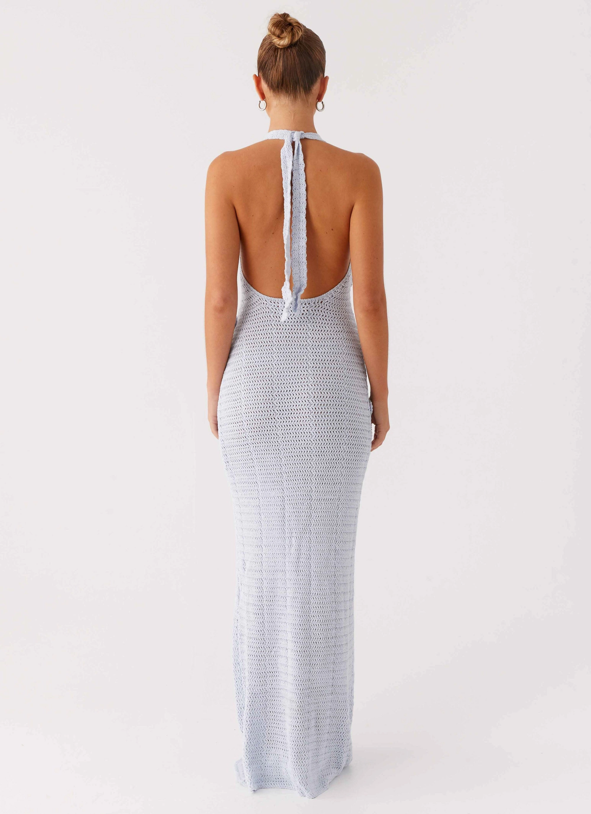 Novalee Flower Crochet Maxi Dress - Blue Lightweight-Lining