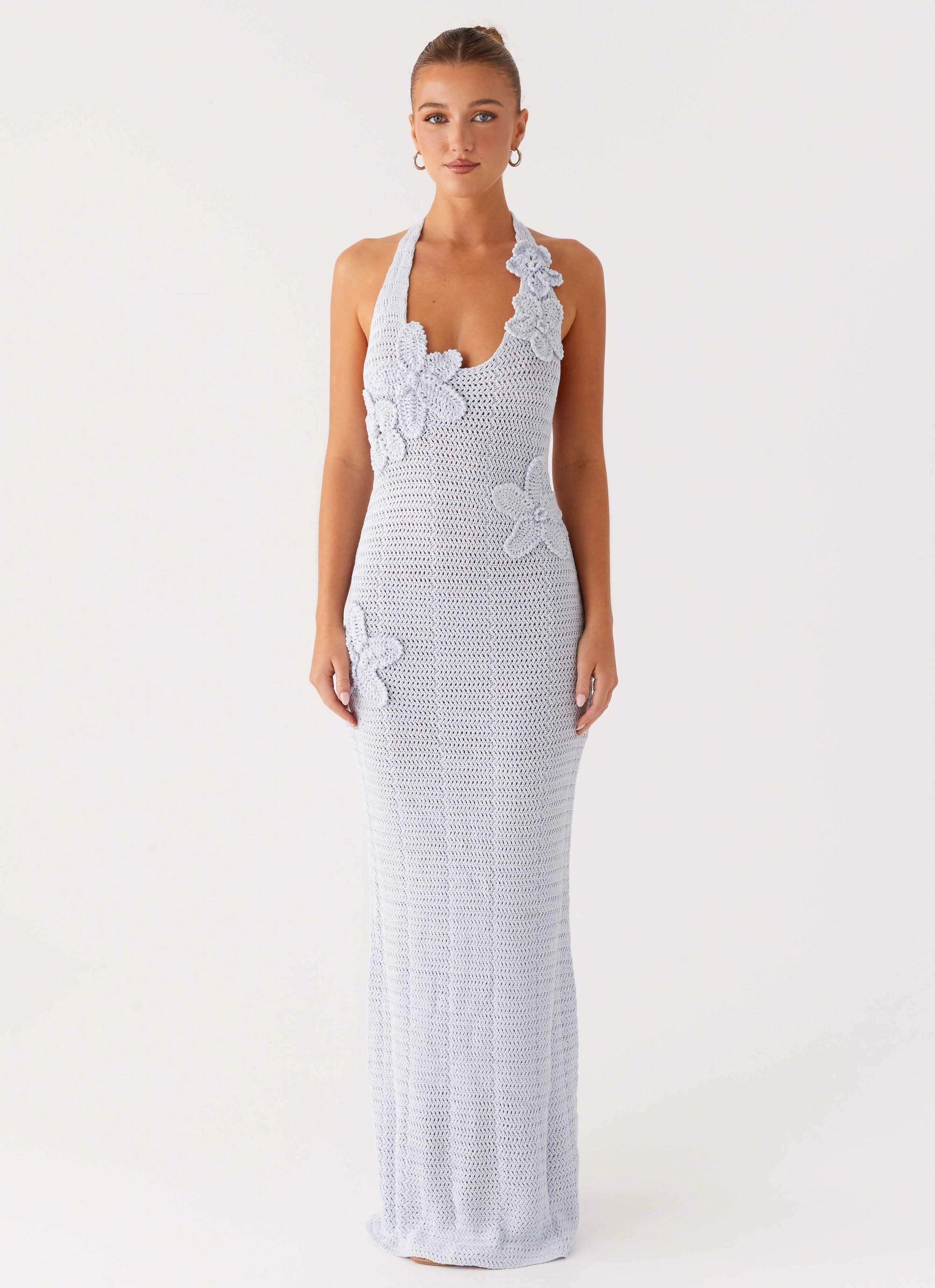 Versatile Design Perfectly Tailored Novalee Flower Crochet Maxi Dress - Blue