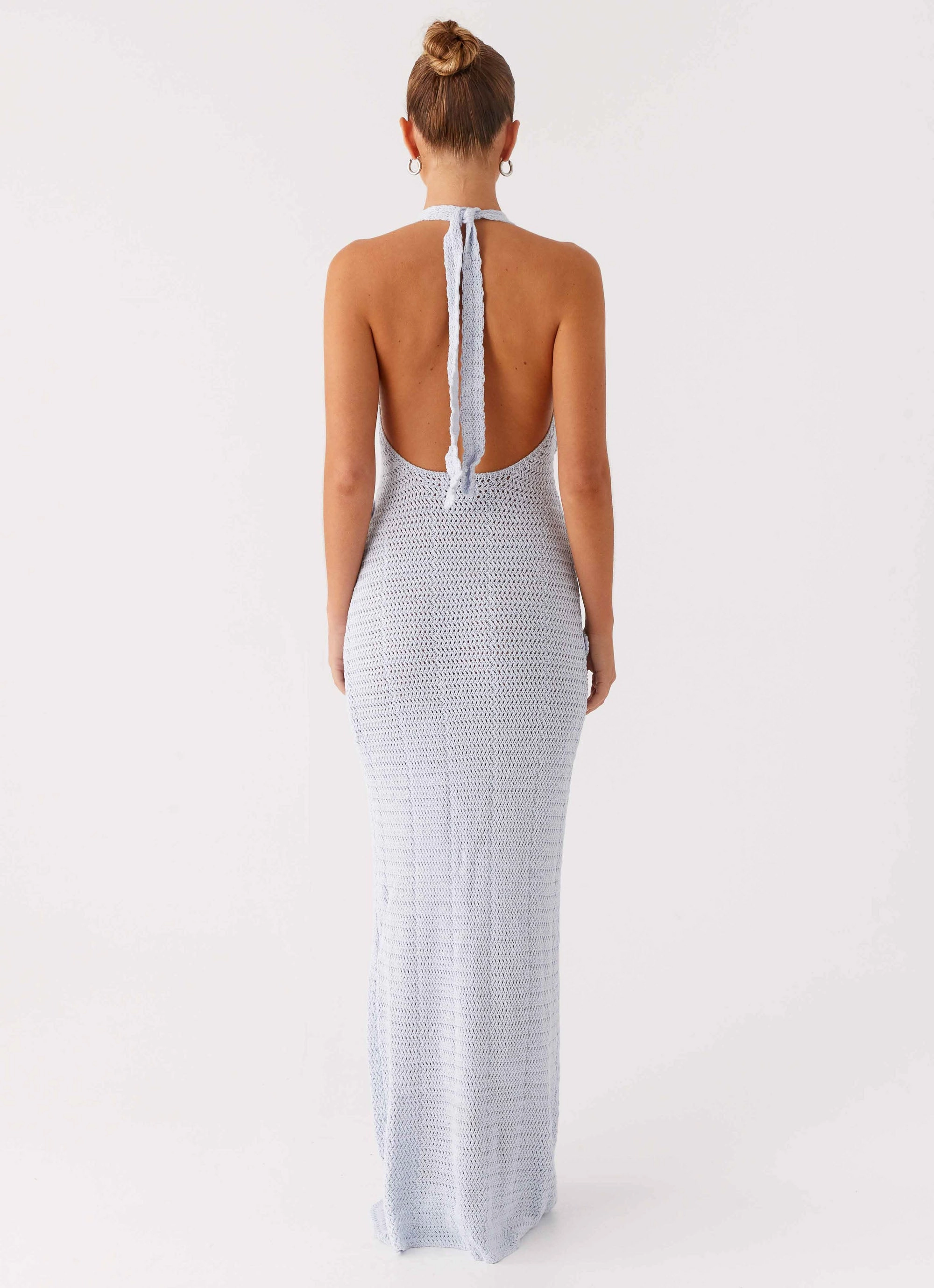 Chic Rhythm Novalee Flower Crochet Maxi Dress - Blue