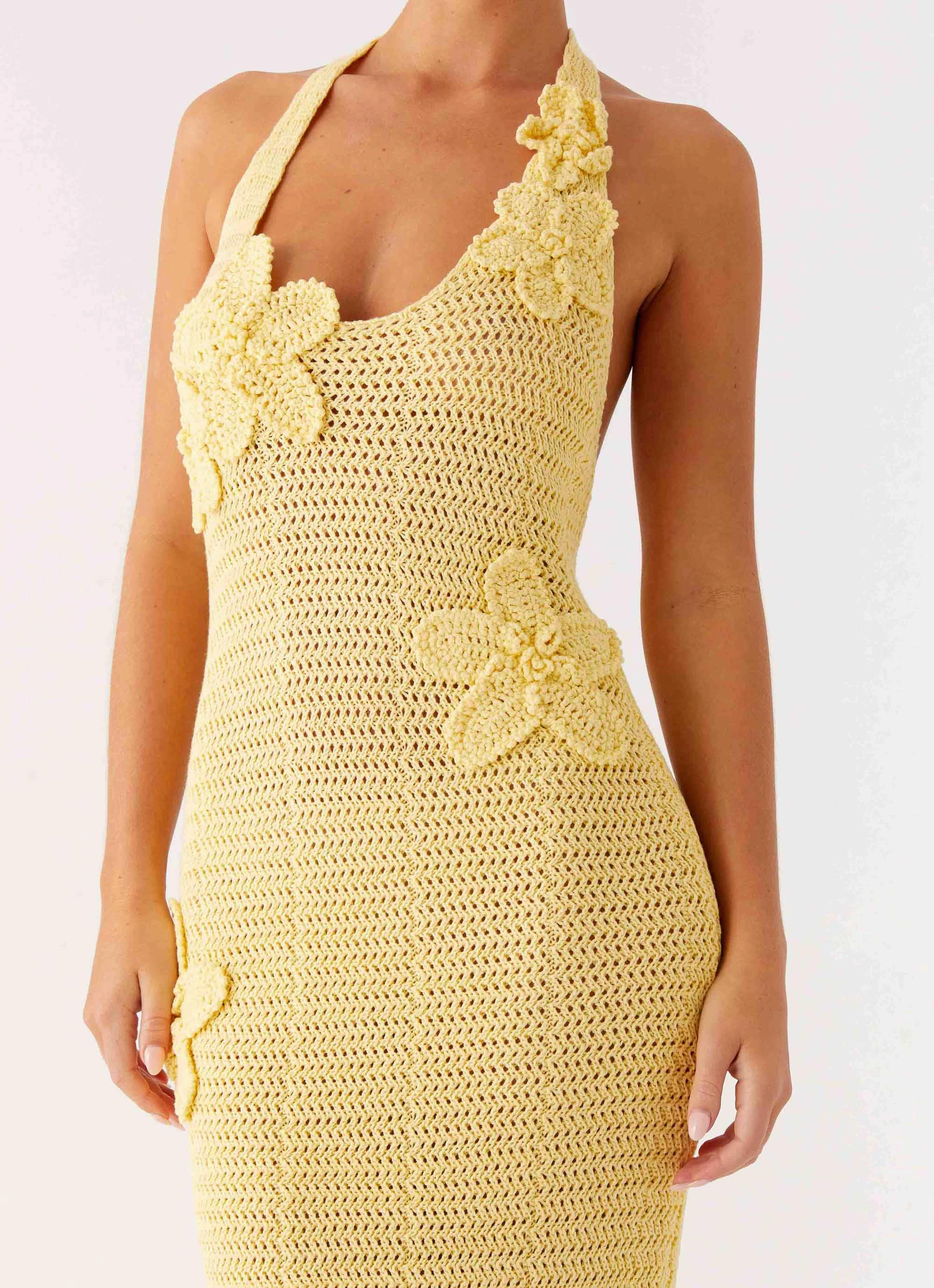 SmoothEdgeFinish Novalee Flower Crochet Maxi Dress - Yellow