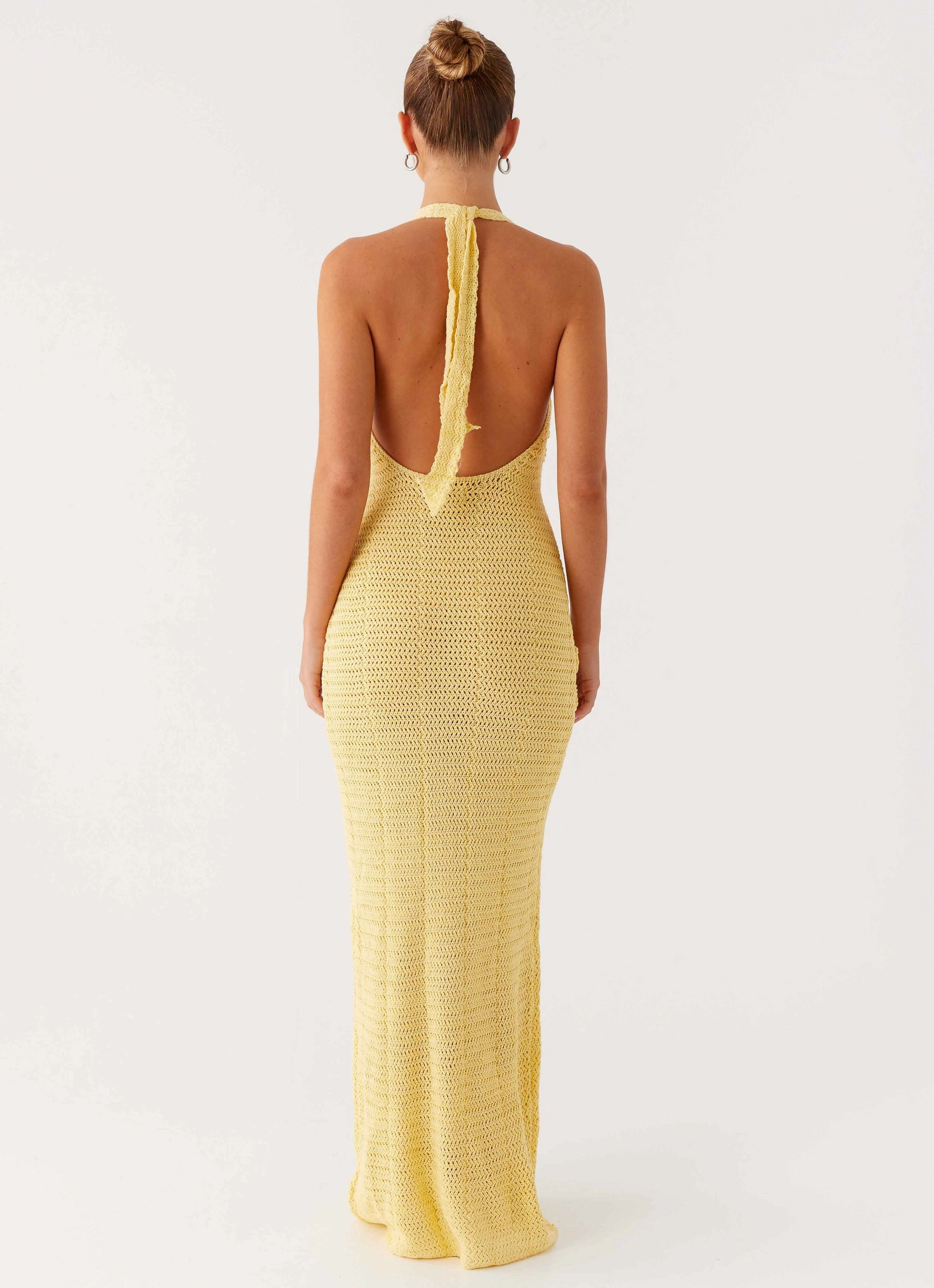 Chill Mode Novalee Flower Crochet Maxi Dress - Yellow