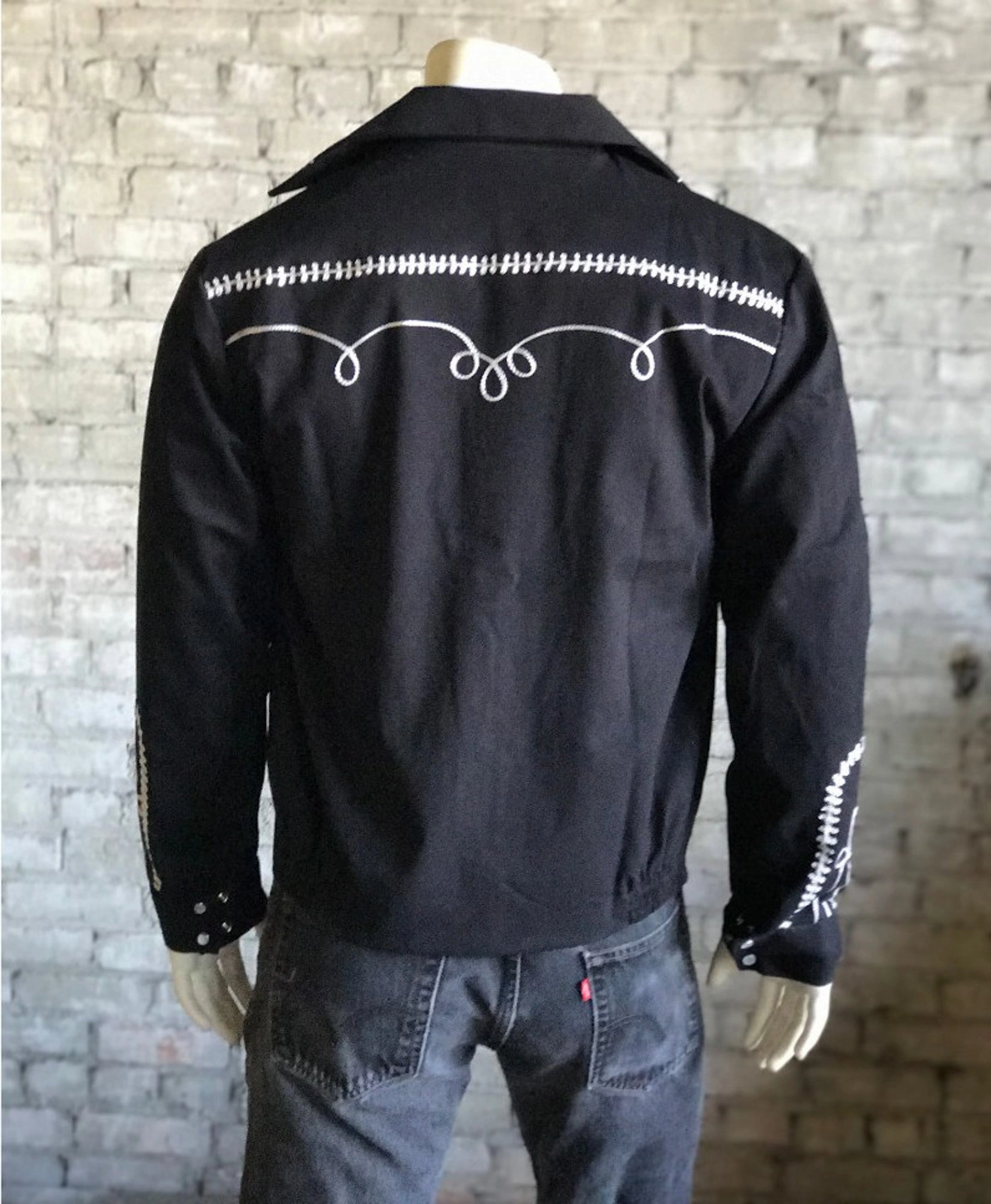 Rockmount Mens Black Cotton Gabardine Vintage Bolero Jacket Day Hike Style