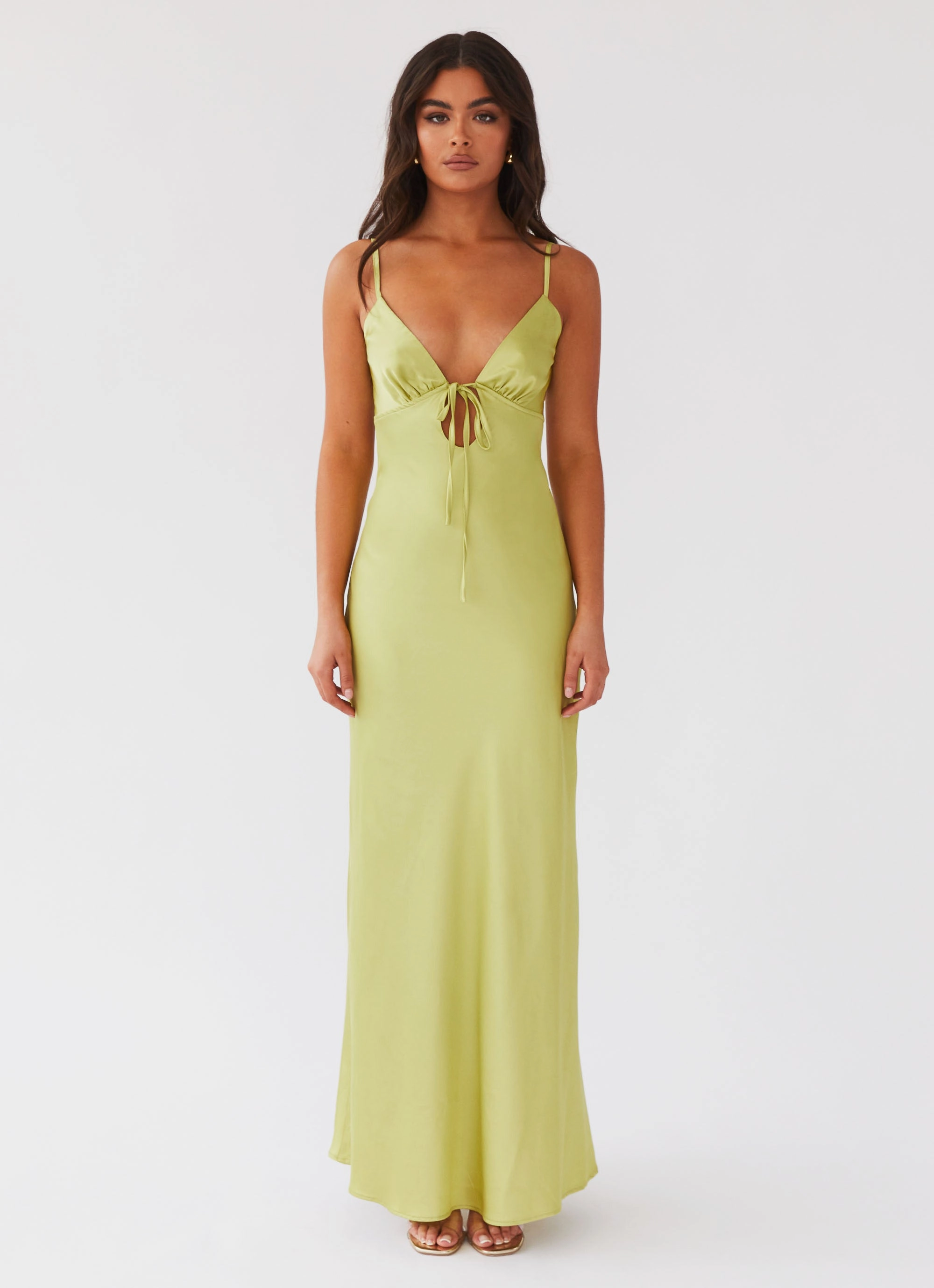 Stylish Look Flora Satin Maxi Dress - Green Expectations