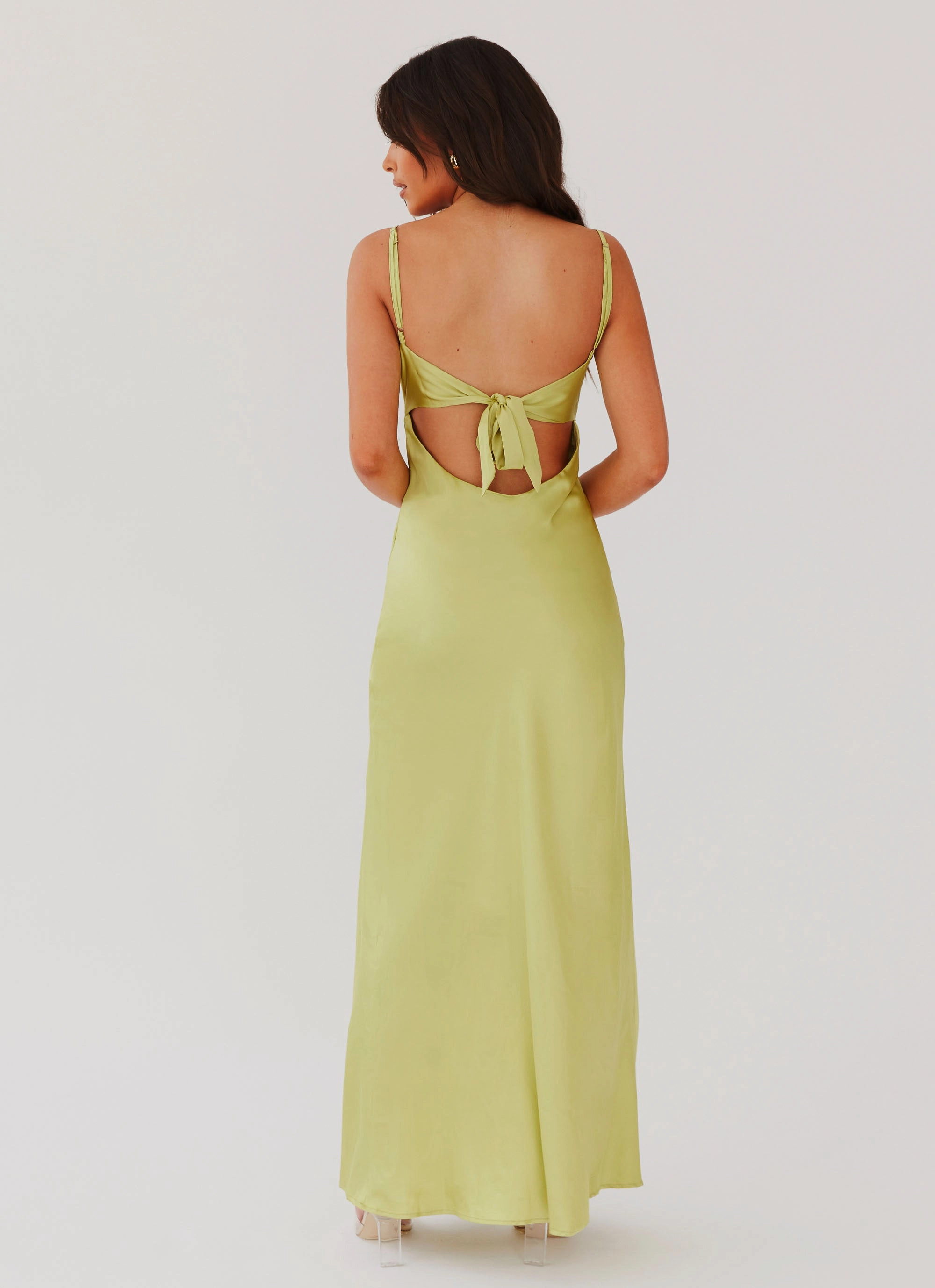 Layering Fit Flora Satin Maxi Dress - Green Expectations
