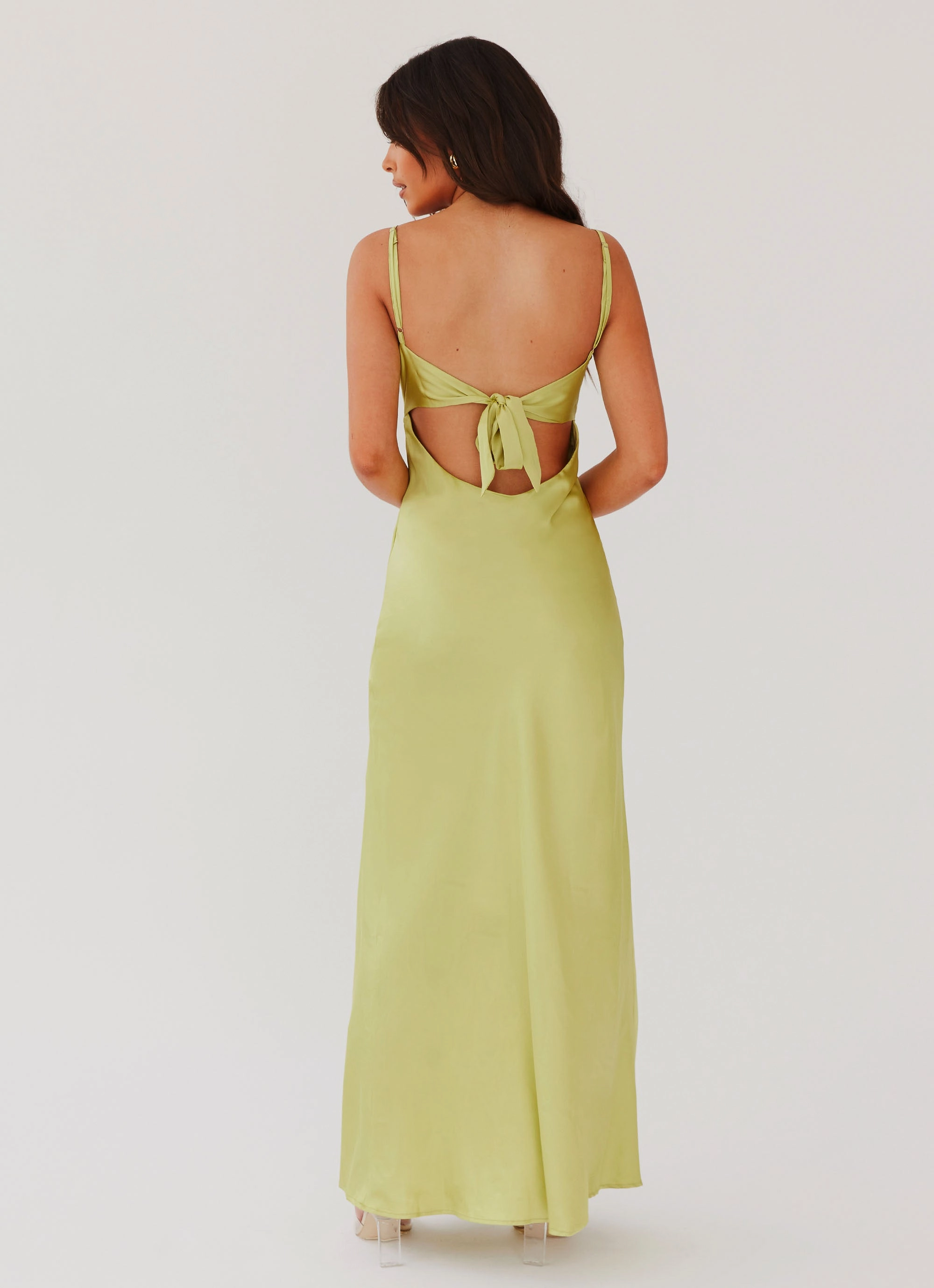 Flora Satin Maxi Dress - Green Expectations Day Fit Light Elegance