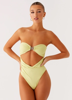 Ocean Tempest One Piece Swimsuit - Lime Abrasion Resistant Finish Sweat Resistant Material