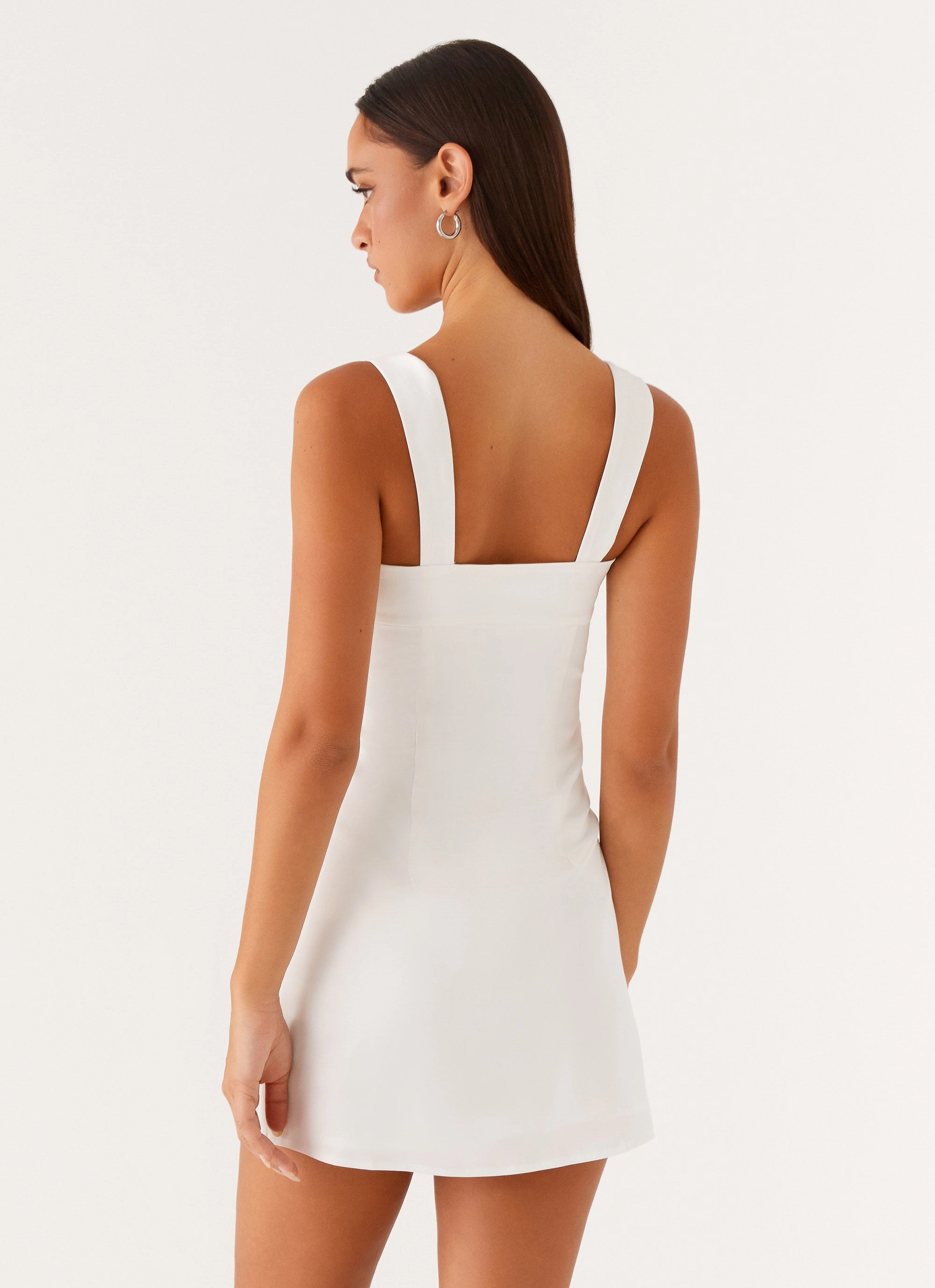 Odette Satin Mini Dress - White Soft Comfort