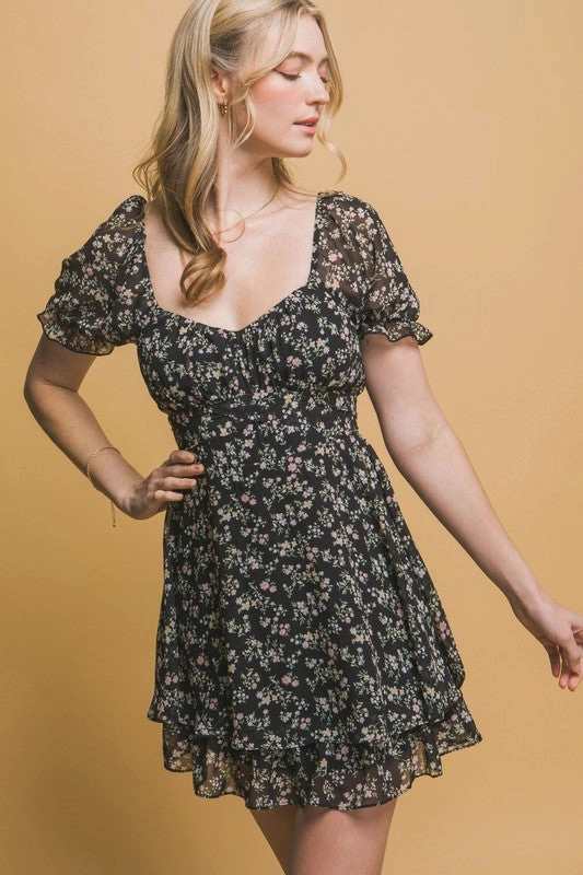 wide - track Crew - friendly Chanel Floral Print Tie Waist Romper